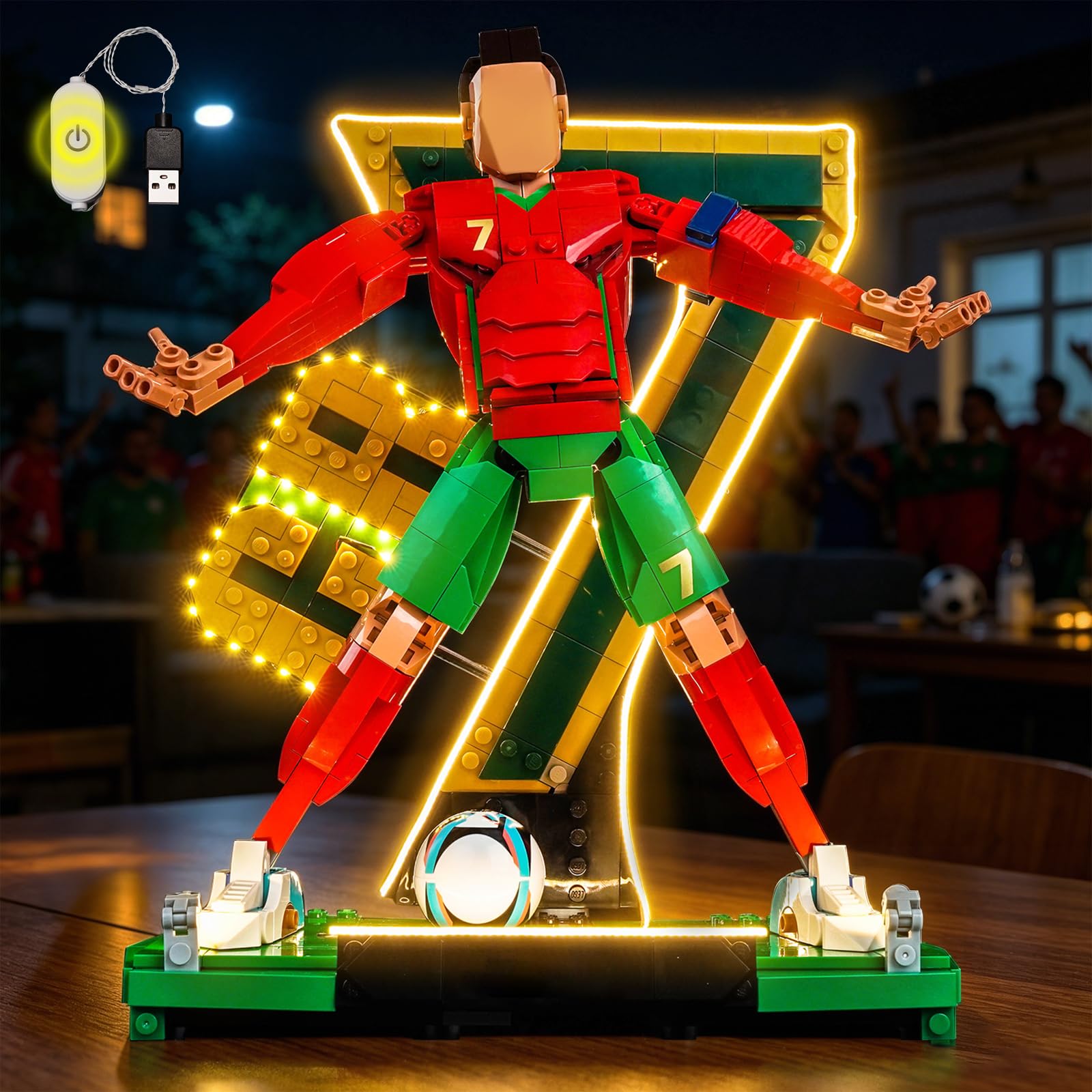 LocoLee Light kit Compatible with Lego 43016 Cristiano Ronaldo – Soccer Legend- Not Actual Model Only Lights, LED Lighting Accessories Compatible with Lego Editions(Lights for 43016)