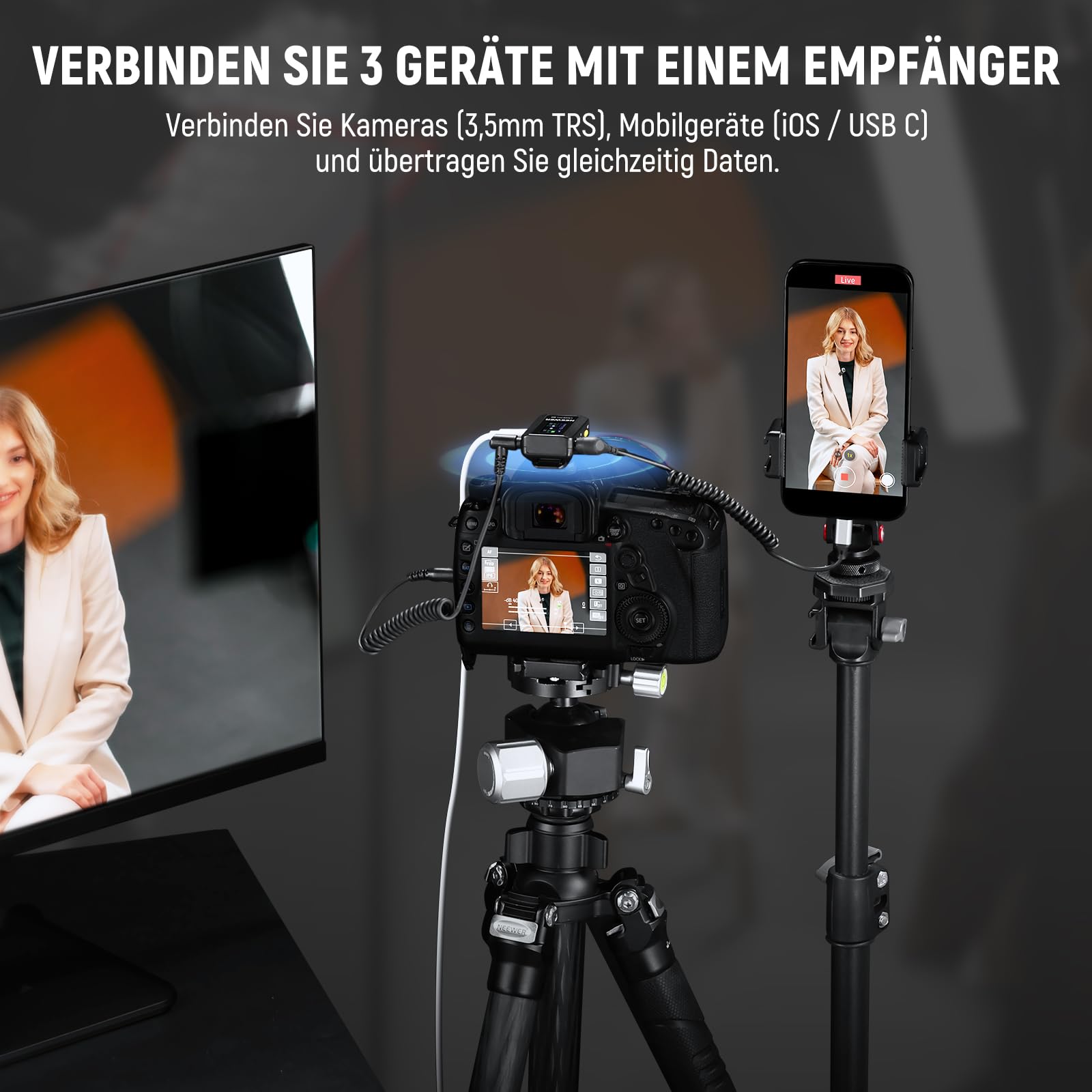 NEEWER CM28 PRO drahtloses Lavalier Mikrofon + Ladecase, Geräuschunterdrückung, 9 Stunden Aufnahmezeit, 4GB Speicher, Mini Ansteckmikrofon, kompatibel mit USB C iPhone iPad Android Kameras PCs Laptops