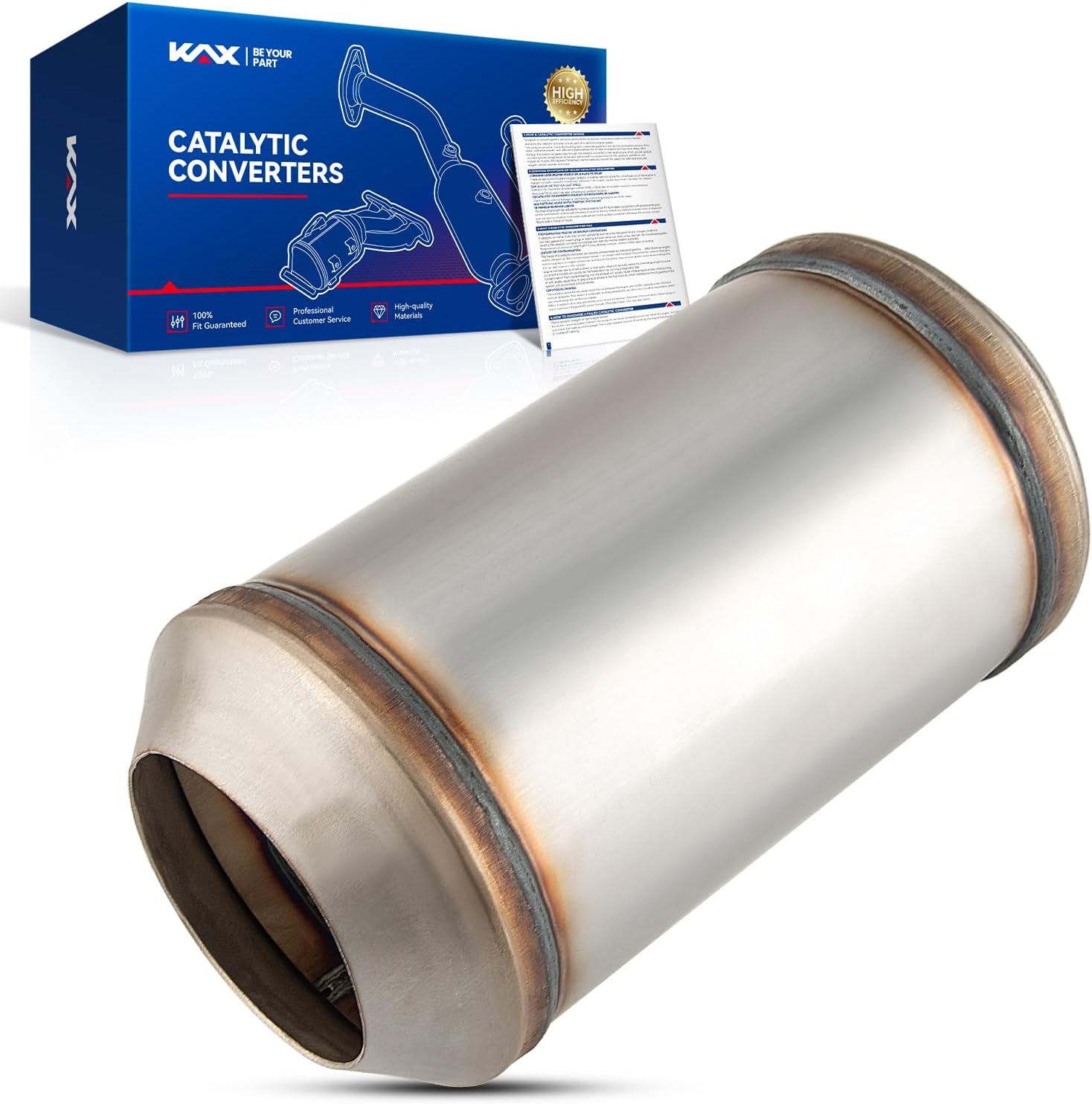 KAX Universal 4" Catalytic Converter Stainless Steel Universal for Diesel Truck Cat 81040 Automotive Replacement Catalytic Converters(EPA Compliant)