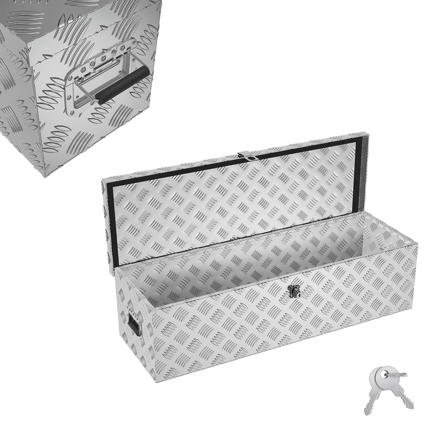 Caja de herramientas de aluminio de 38 litros, caja de herramientas, caja de herramientas con cerradura, caja de remolque, caja de remolque, caja de remolque, caja de remolque, caja de