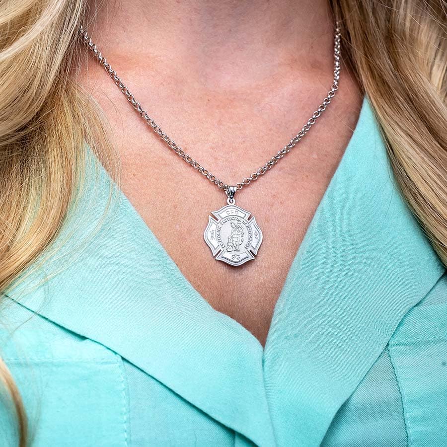 PicturesOnGold.com Saint Florian Protector of Firefighters Customizable Medal - Available in Solid 10K &14K Yellow or White Gold, or Sterling Silver - Protection Jewelry Christian Gift for Men & Women - Image 7