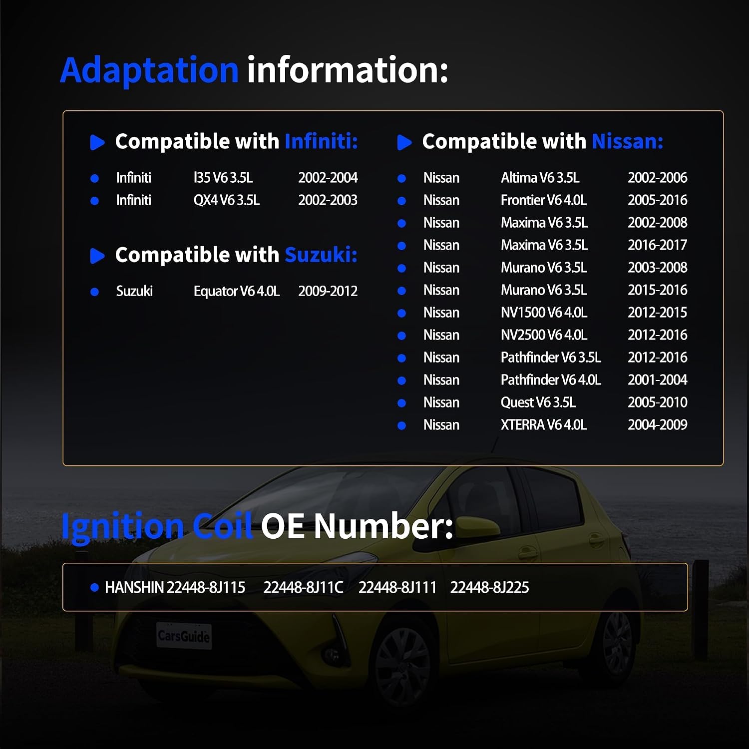Ignition Coil UF349 Compatible with Nissan Altima 2005 2006 Nissan Xterra 2008 Nissan Maxima Pathfinder Frontier Quest Murano Infiniti I35 QX4 Nissan Coil Pack Coil for Suzuki 3.5L
