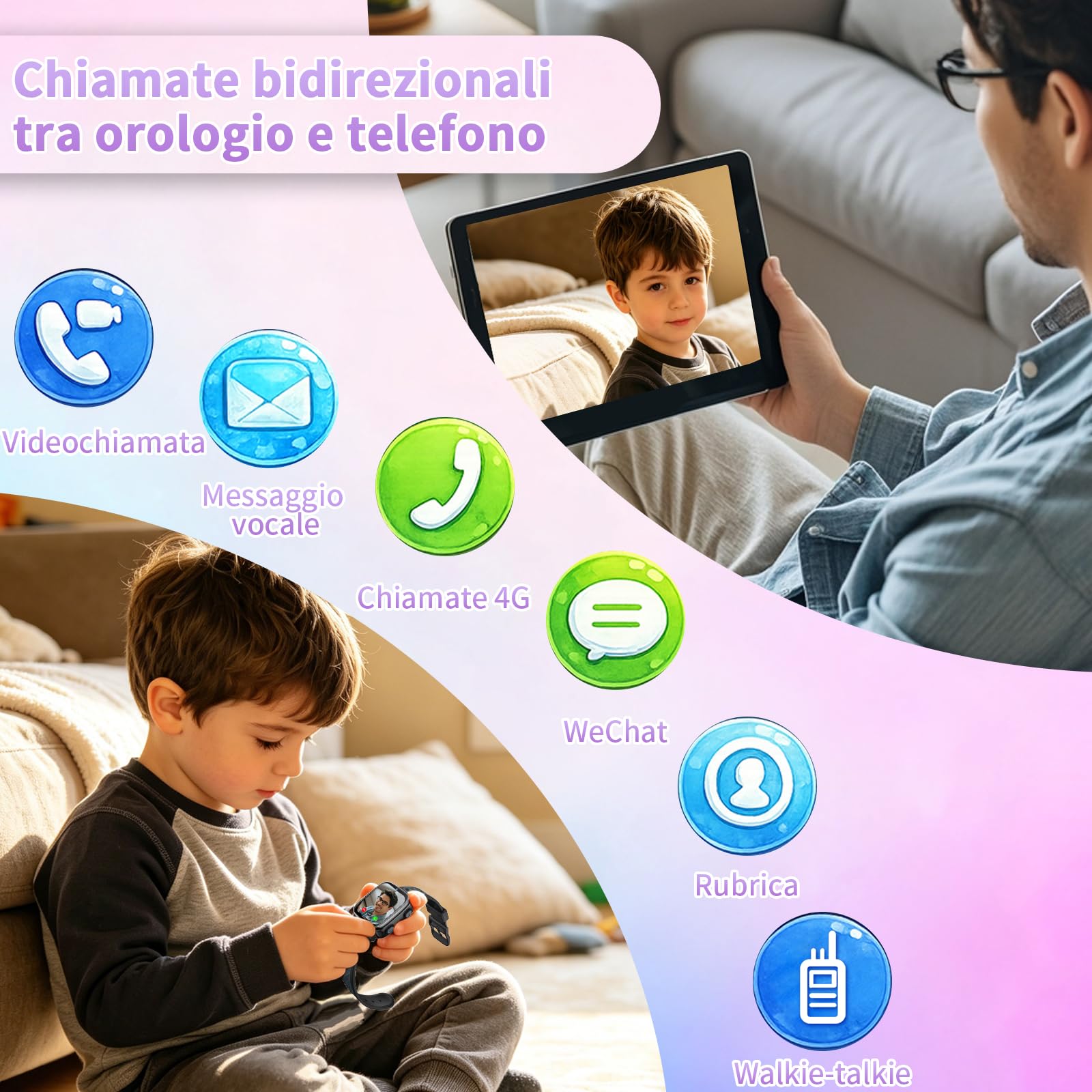 Smartwatch Orologio Intelligente Bambini 4G GPS Videocall Ragazzi (Nero) | Telefon, SOS, Controllo Genitori, Videochiamata,SMS, Modalità Classe , Rifiuto, Chiamate, Sconosciute, Contapassi, Giochi