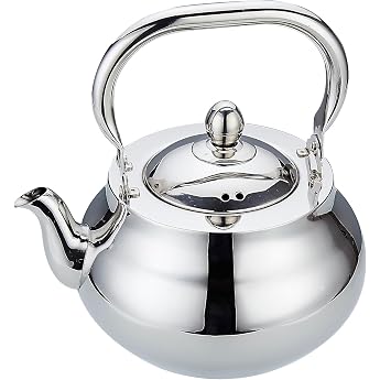 SANQIAHOME 2000 ml Stainless Steel Teapot with Strainer Insert, with Tea Strainer Handle, Suitable for Induction Cookers, Thi