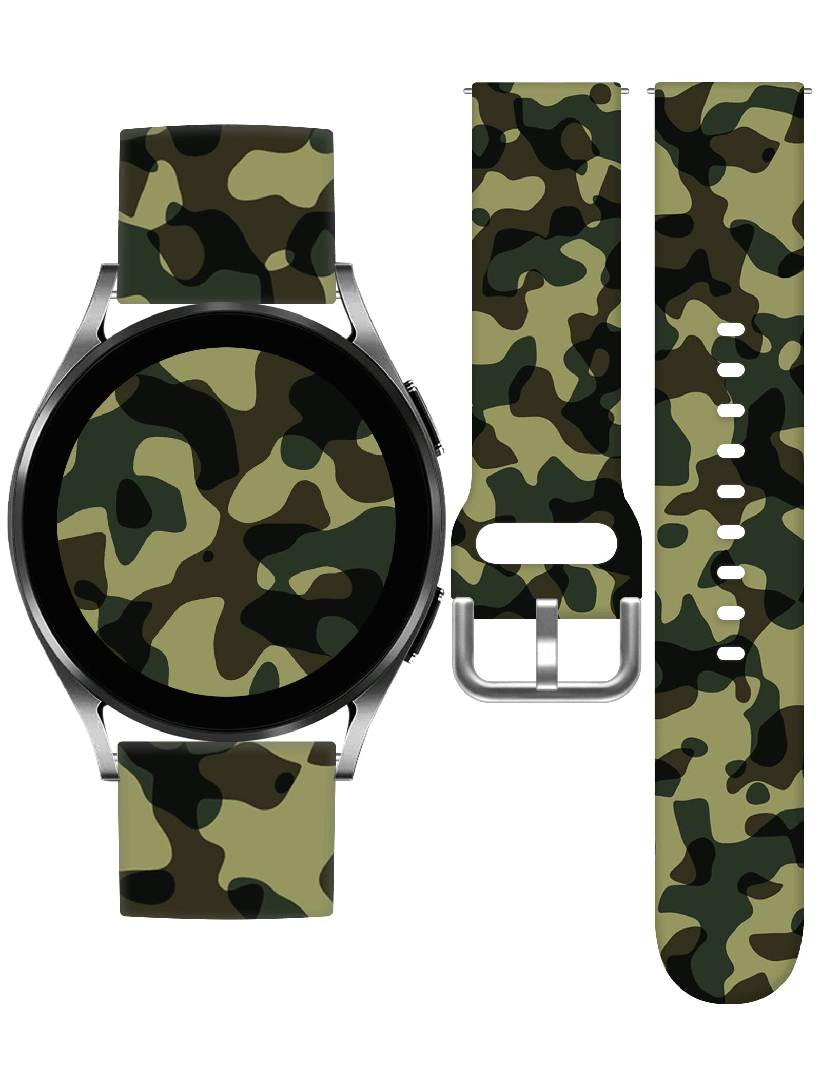 Watch Bands Compatible with Samsung Galaxy Watch 40mm 41mm 42mm 44mm 45mm 46mm, 20mm Pattern Replacement Silicone Strap for Galaxy Wacth 6/ 5/ 4/ 5/ 5 Pro/ Wacth 4&6 Classic/ Wacth 3 (41mm)/ Wacth Active 2&1/ Watch (42mm)