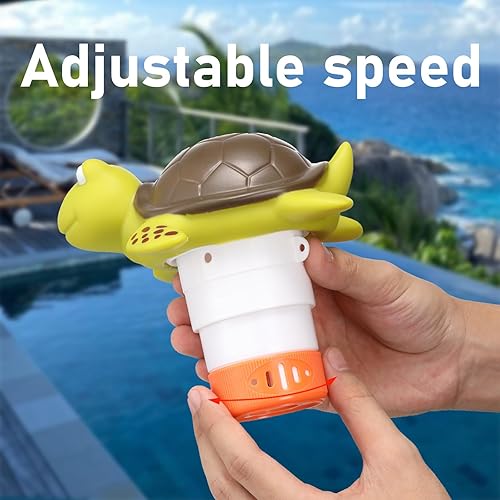 Miniatura 4 de Flotador de cloro de tortuga de 1 pulgada con 2 termómetros flotantes para piscina en diseño de flamenco y tortuga, para dispensador de cloro y