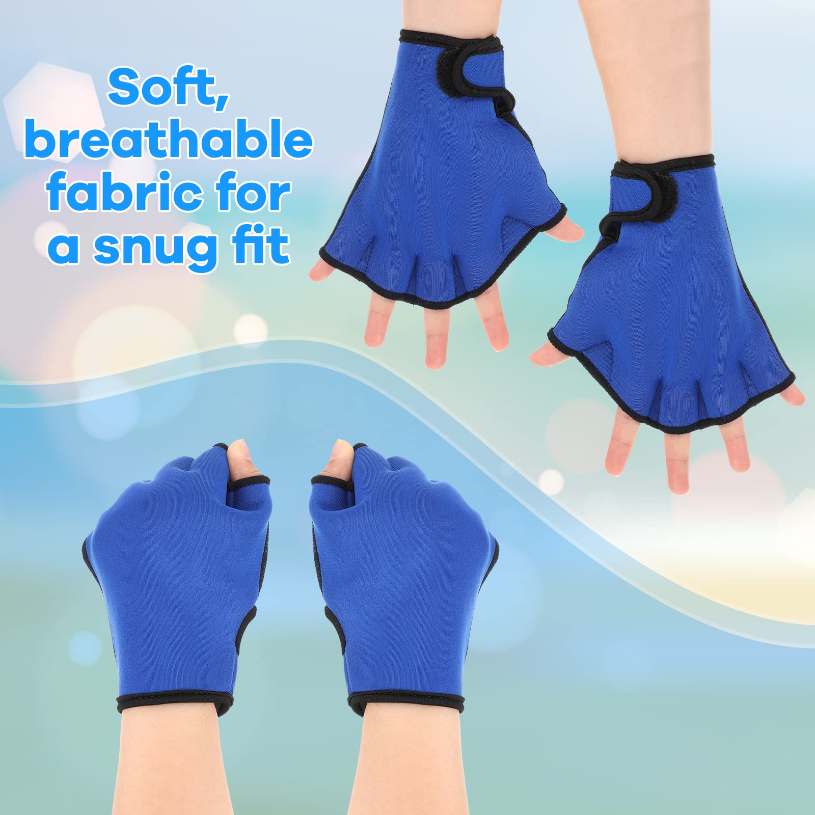 Lot de 6 paires de gants de natation aquatiques Gants de natation palmés Gants d'entraînement Fitness Gants résistants à l'eau pour la natation, la plongée, l'aérobic aquatique exercice de fitness