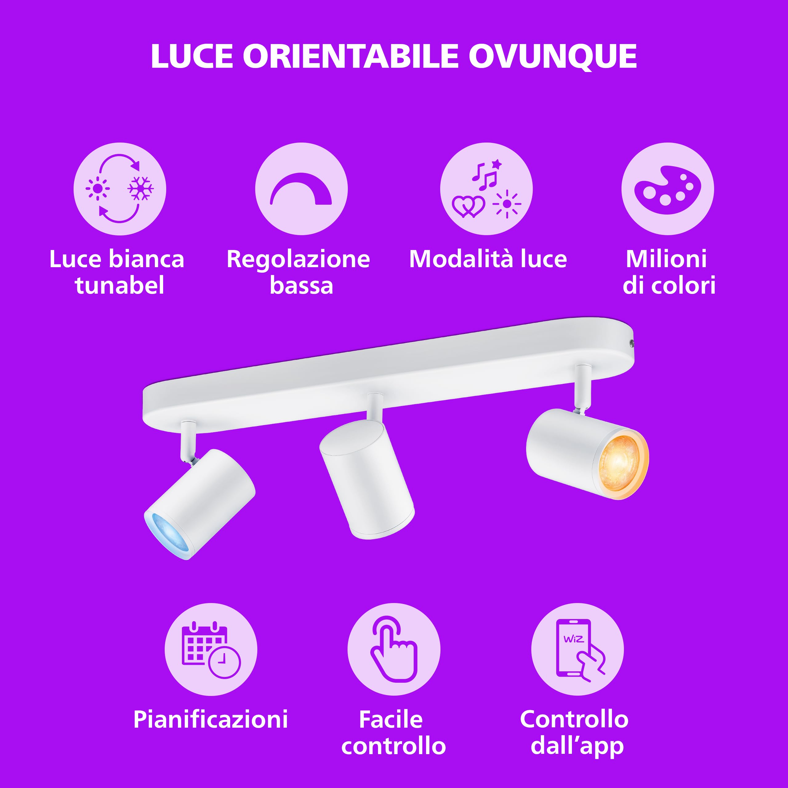 Philips Smart Lighting Faretti GU10 x3, WH Bianco