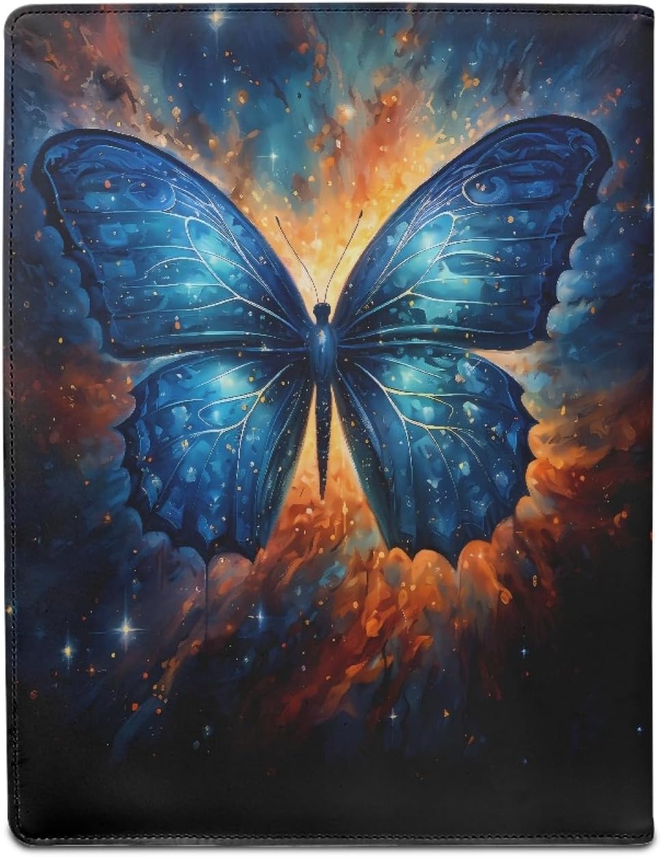 GOSTONG Abstract Butterfly Portfolio Binder Clipboard Folio Folder for Women Men PU Leather Portfolio Organizer for Legal Pad with Storage School Office Supplies
