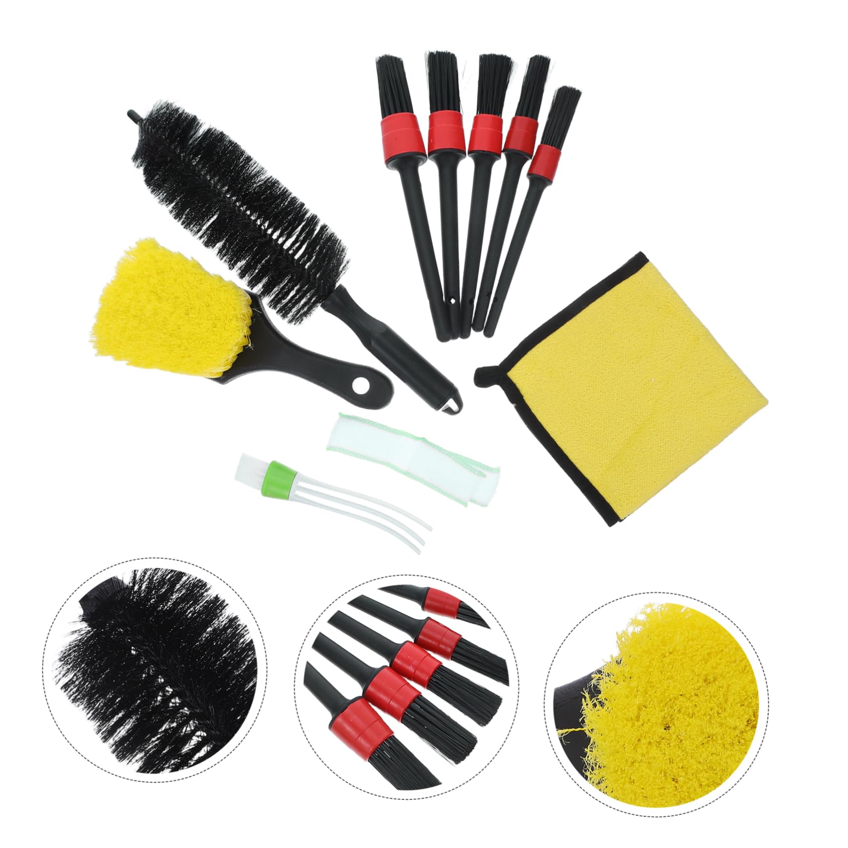 TOPBATHY 9stücke Autoreinigungsset Innenraum Mit Felgenbürste Reifenbürste Auto Und Weichen Reinigungsbürsten Für Detailing Lüftungsschlitze Und Armaturenbrett