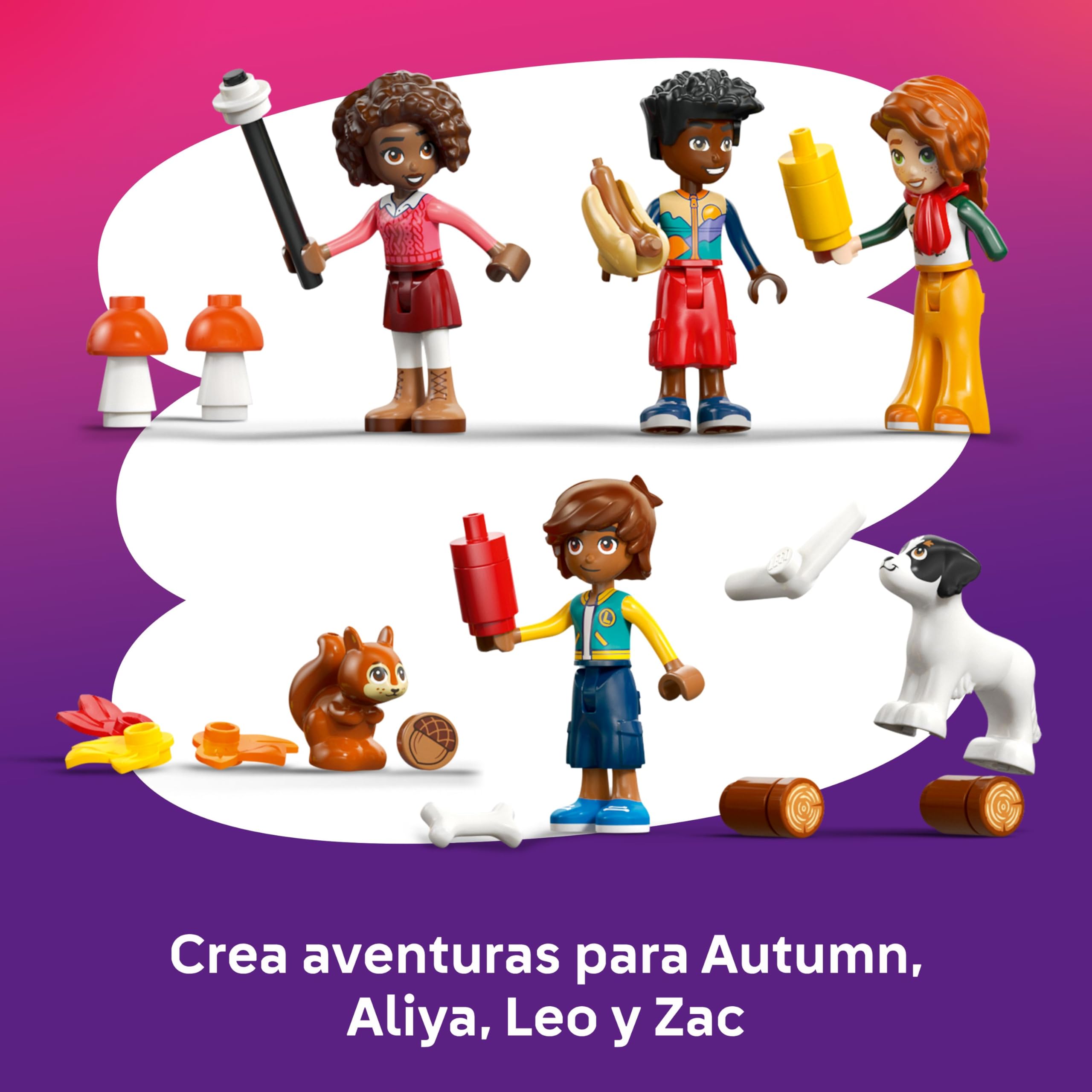 LEGO Friends Acogedora Cabaña Otoñal en el Bosque – Casa de Juguete en Miniatura con 4 Mini Muñecos, 2 Figuras de Mascotas, Animales y Accesorios – Regalo de Cumpleaños para Niñas de 9+ Años – 42705