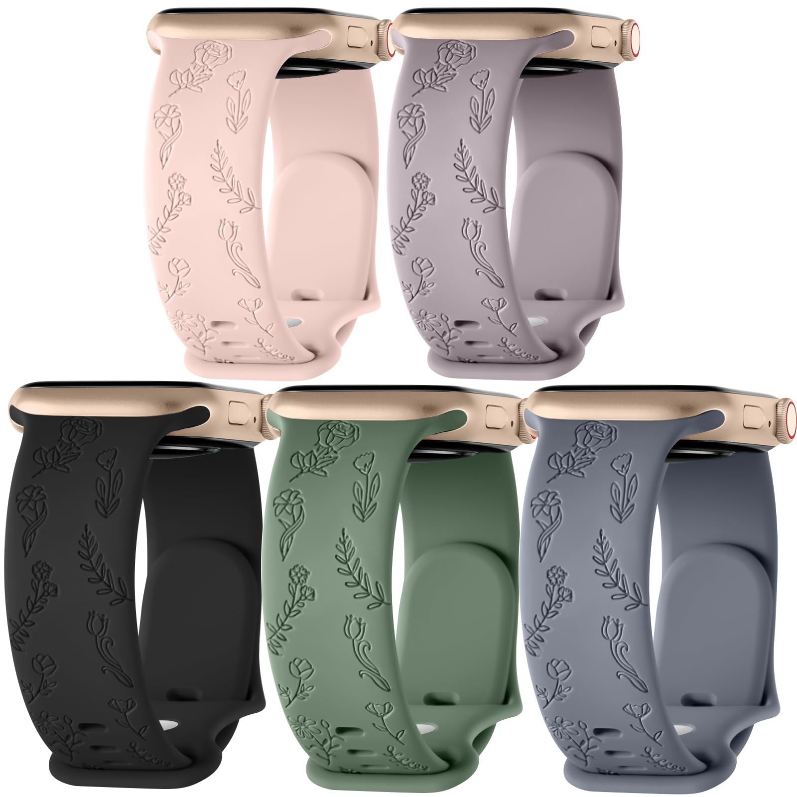 [5 PACK] Straps for Apple Watch Straps 38mm 40mm 41mm 42mm, Silicone Replacement Sport Band for iWatch Series 11 10 9 8 7 6 5 4 3 2 1 SE Ultra, iwatch Strap Women Men 5-PACK 02