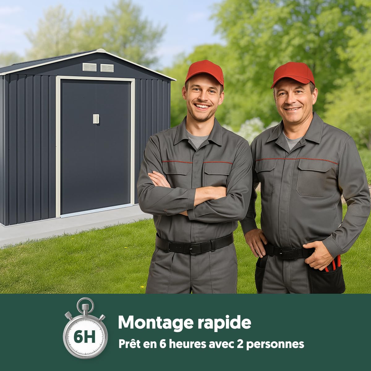 Abri de Jardin Métal Anthracite 10,85m² | Hauteur Parois 175cm | Fenêtre Latérale | Kit Ancrage Inclus | Abri à Outils Abri de Rangement Extérieur