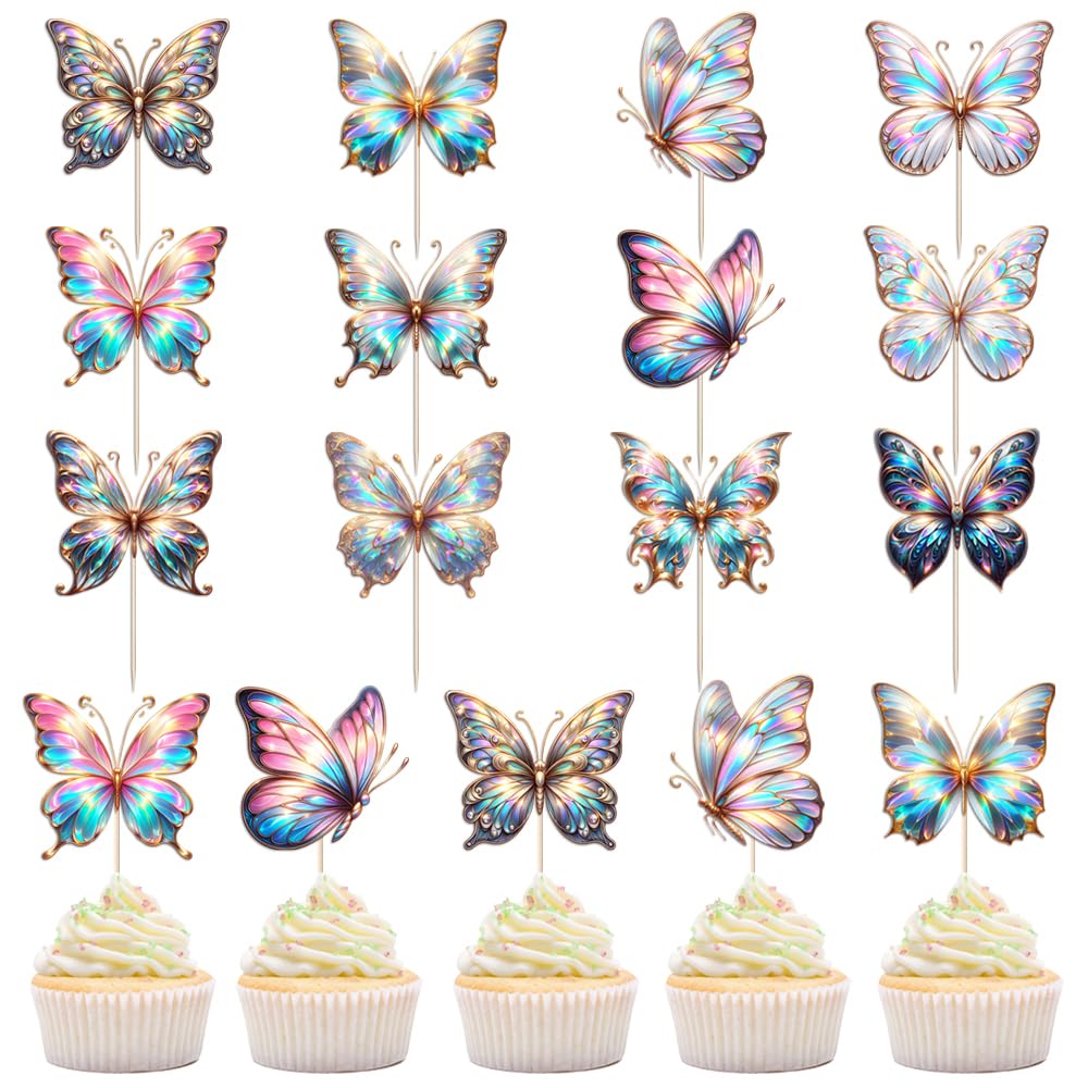 FmiyunEea 48-Piece Butterfly Cupcake Toppers for Baby Shower, Birthday, Wedding, Masquerade, Engagement & Bridal Shower, anniversary Decorations