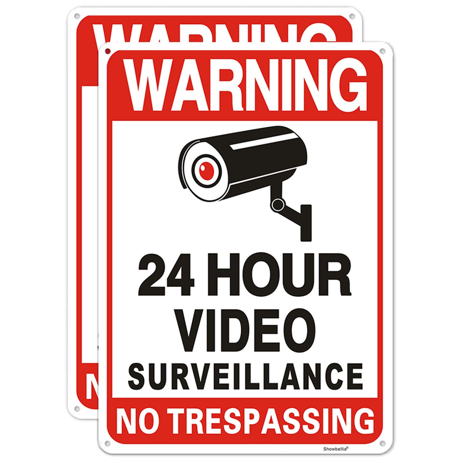 Buy 2 Pack No Trespassing Sign, 24 Hour Video Surveillance Signs, Rust