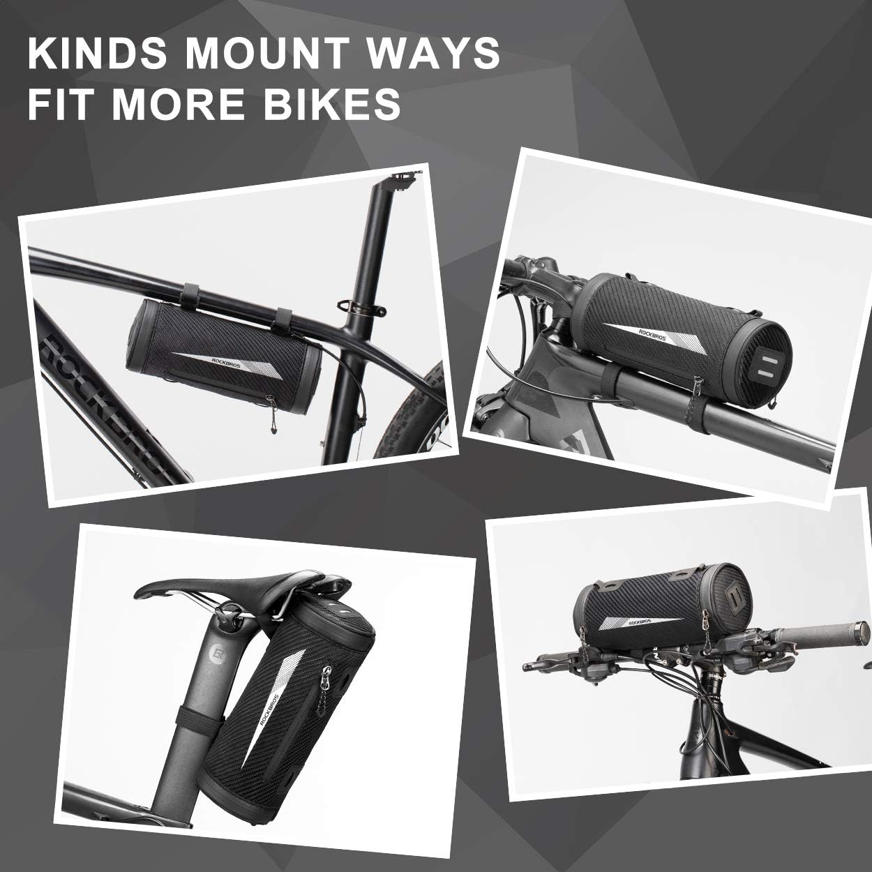 ROCKBROS Bike Handlebar Bag Front Frame Bag Bike Basket Storage Bag Bicycle Top Tube Bag Lightweight with Shoulder Straps for Road Mountain Bike Cycling Travel : Sports & Outdoors