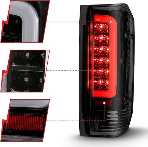 Miniatura 3 de ANZO (311351) 1987-1996 Ford F-150 Luces traseras LED lente humo carcasa negra (par)