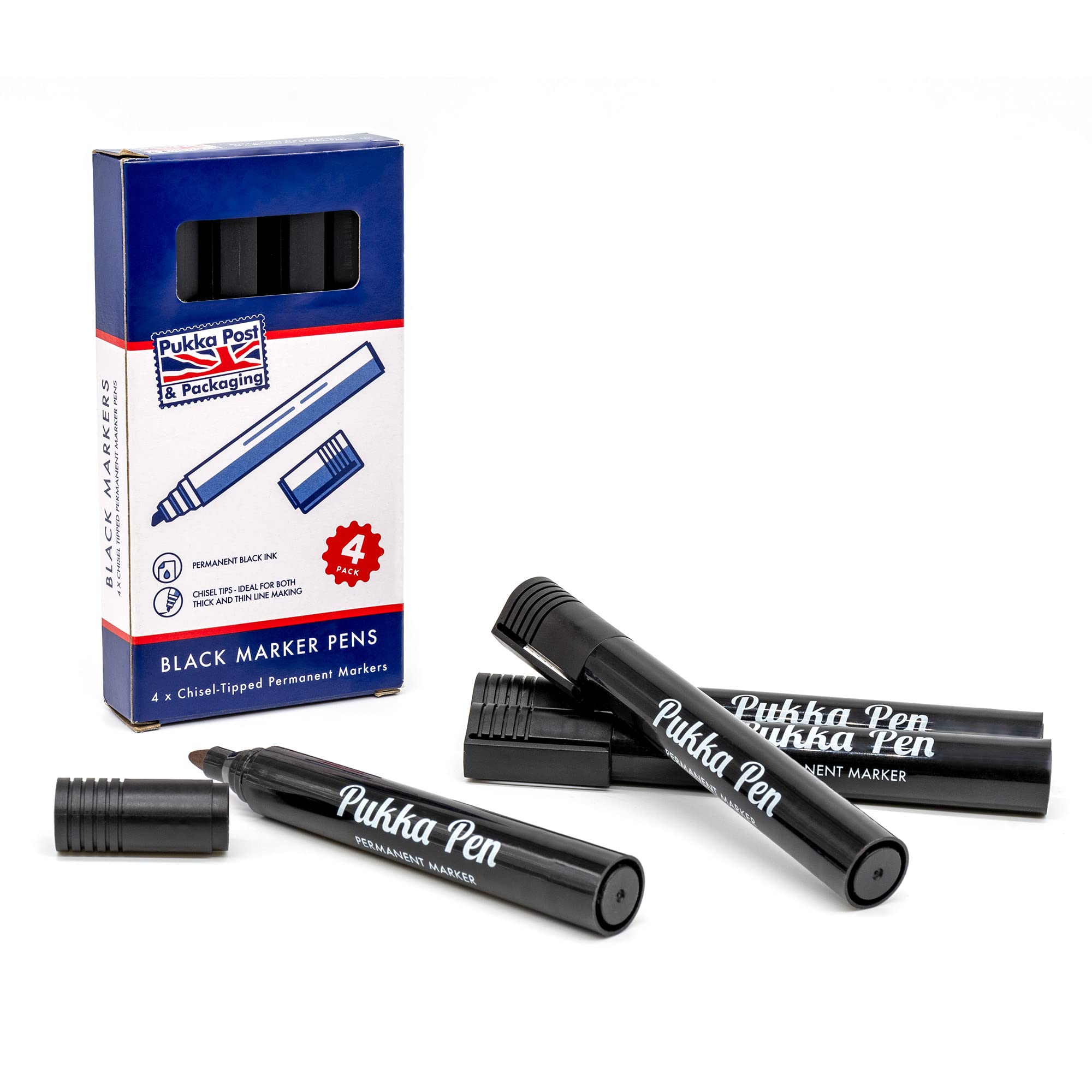Pukka Permanent Markers in Black 4 Pack
