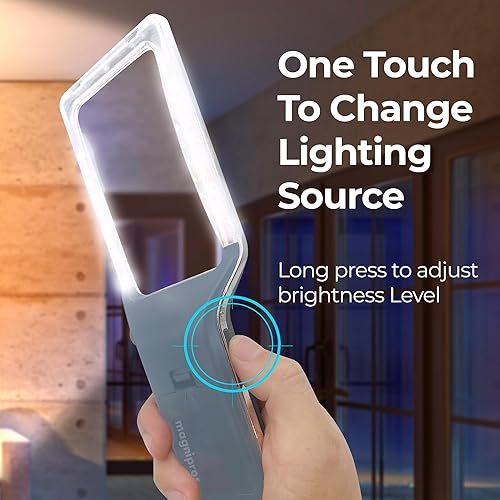 Miniatura 3 de MAGNIPROS Lupa grande patentada 6X con 3 modos de luz de color  Lente antirreflejo y LED regulable continuo  Perfecto para lectura e inspección,