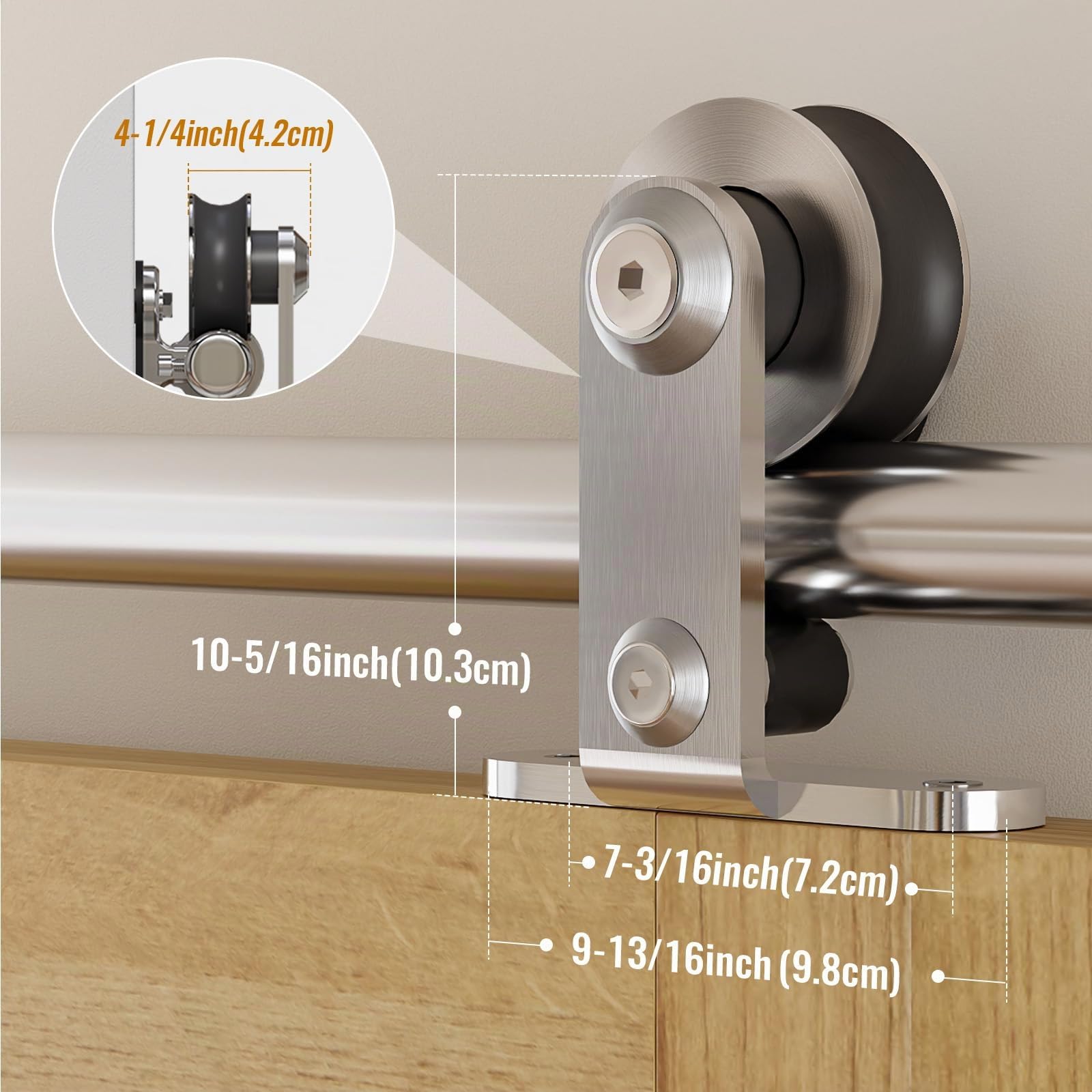 5FT/152cm Herraje para Puerta Corredera Kit de Acero Inoxidable Accesorios para Puertas Correderas Riel Juego para Puerta de Madera Soltera