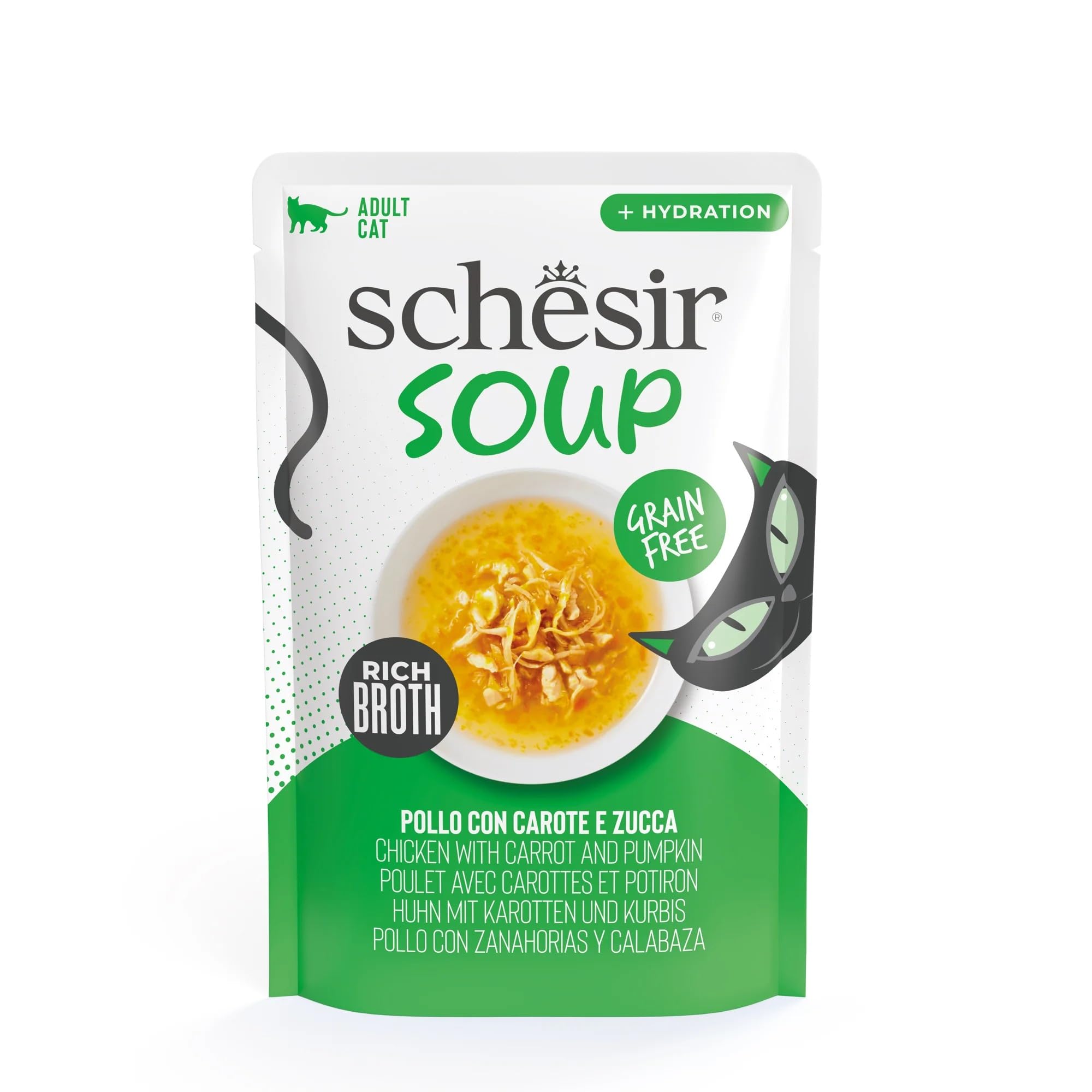 Schesir Soups | Highly Moisturizing | 12x40Gr | Various Flavors | (12x40Gr, Chicken with Pumpkin)