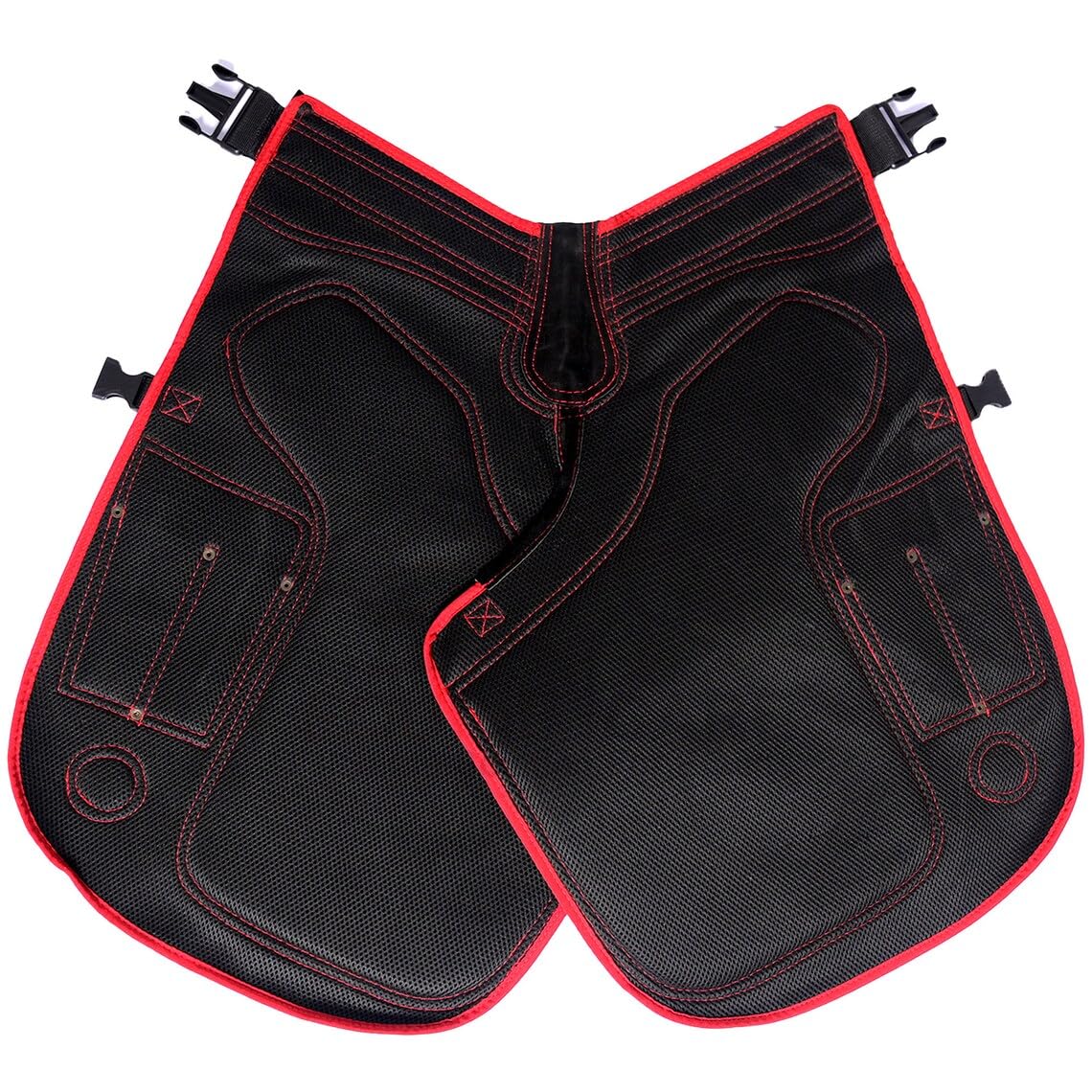 EQUESTRIAN STORE Blacksmith Tablier réglable en cuir de qualité supérieure de 59 cm à 23 pouces - En daim véritable - Pour homme et femme, Black & Red Pipe, 59 cm