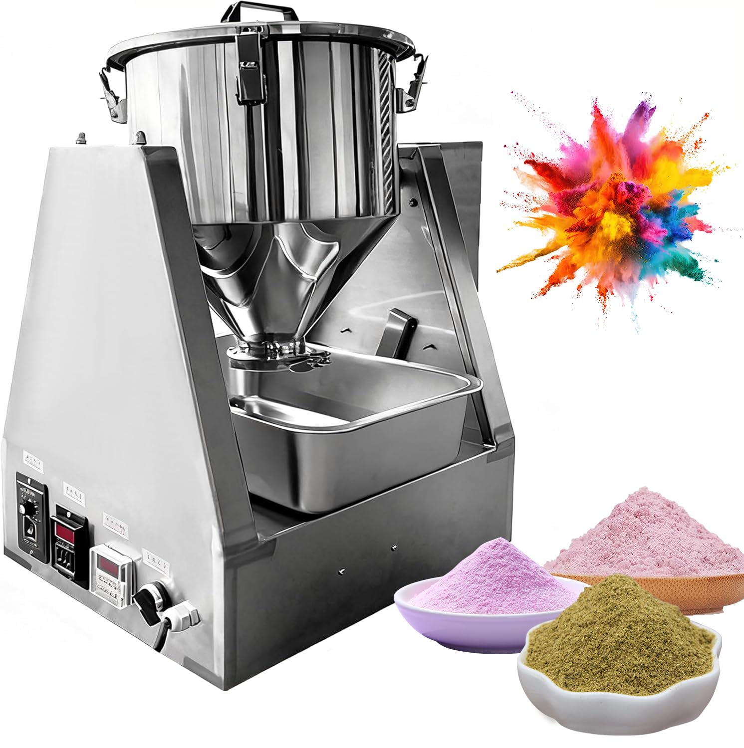 Blender do mieszania suchego proszku – maszyna do mieszania ze stali nierdzewnej z mieszaniem wstecznym 360°, pojemność 10 l do zastosowań laboratoryjnych i granulowanych