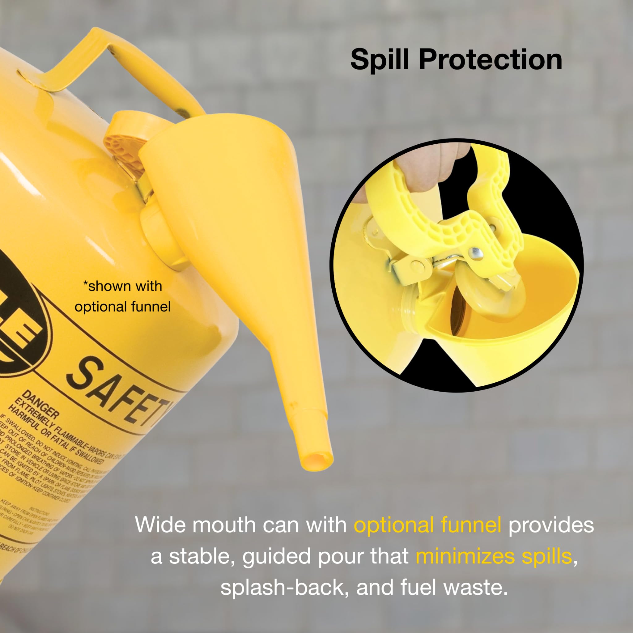 Eagle UI-50-FSY amarillo acero galvanizado tipo I Diesel Seguridad puede con embudo, 5 Gallon Capacity, altura de 13,5 cm, 12,5 cm de diámetro