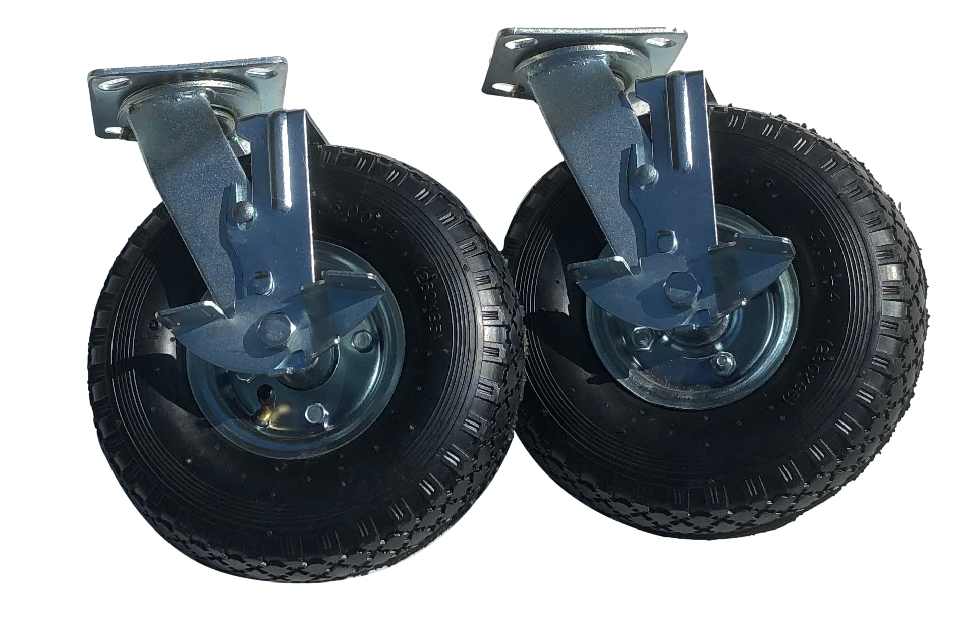 2 x FROSAL Bockrolle + 2 x Lenkrolle gebremst Set Ø 260 x 85 mm | 3.00-4 Rad als 4-tlg. Set | Luftrad mit Bremse