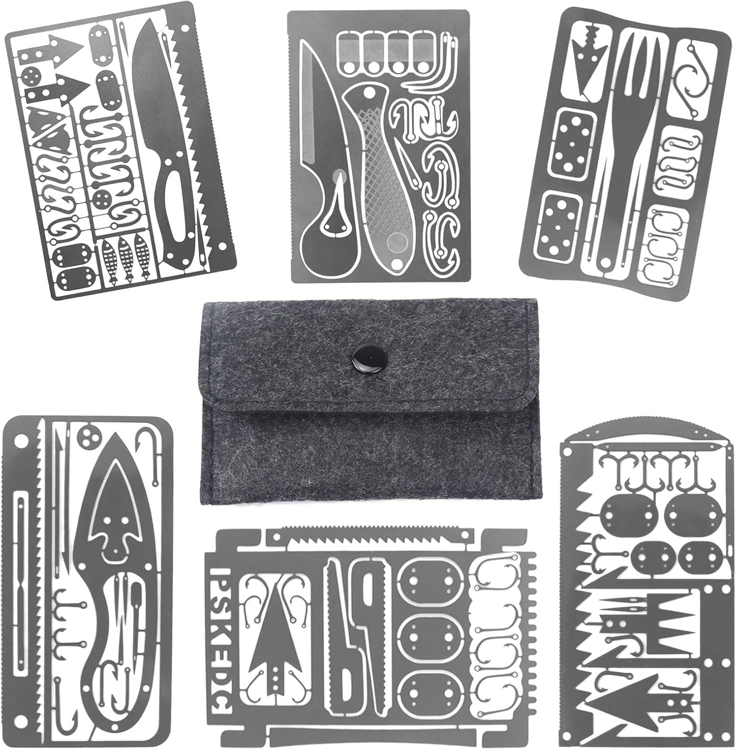 6 tarjetas de supervivencia para exteriores, para pesca, camping y supervivencia en el interior
