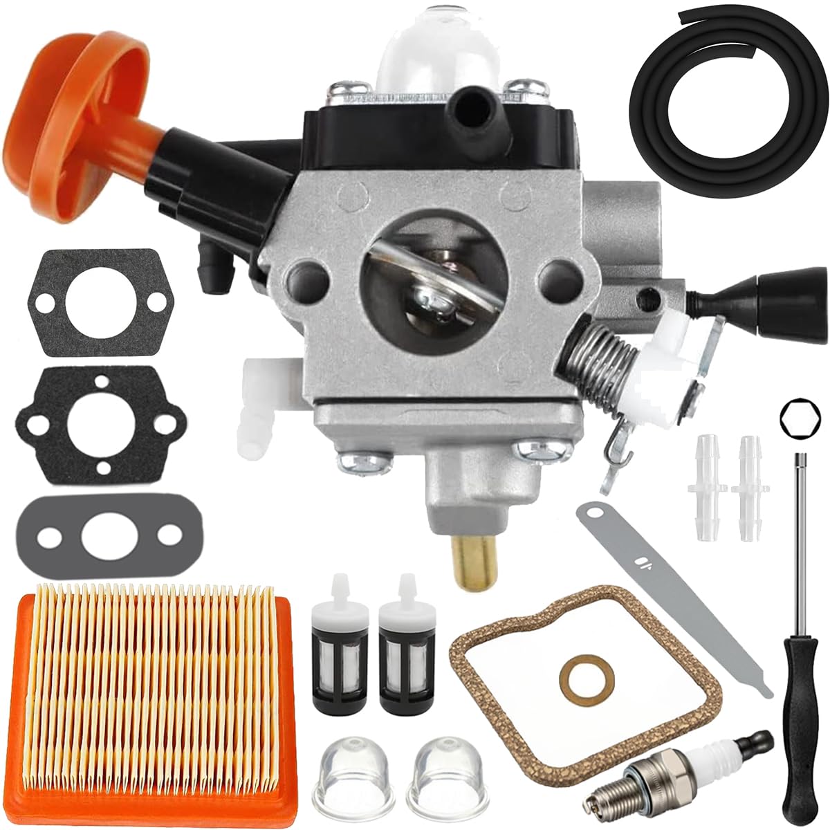 ZAMDOE 4180-120-0615 FS91R Carburador para Stihl FS89 FS89R FS91 FS111 FS111R FS111RX HT102 HT103 FC91 FC96 KM91 KM91R KM111 KM111R FC111 Desbrozadora Recortadora de Hilo con Kit de Filtro de Aire