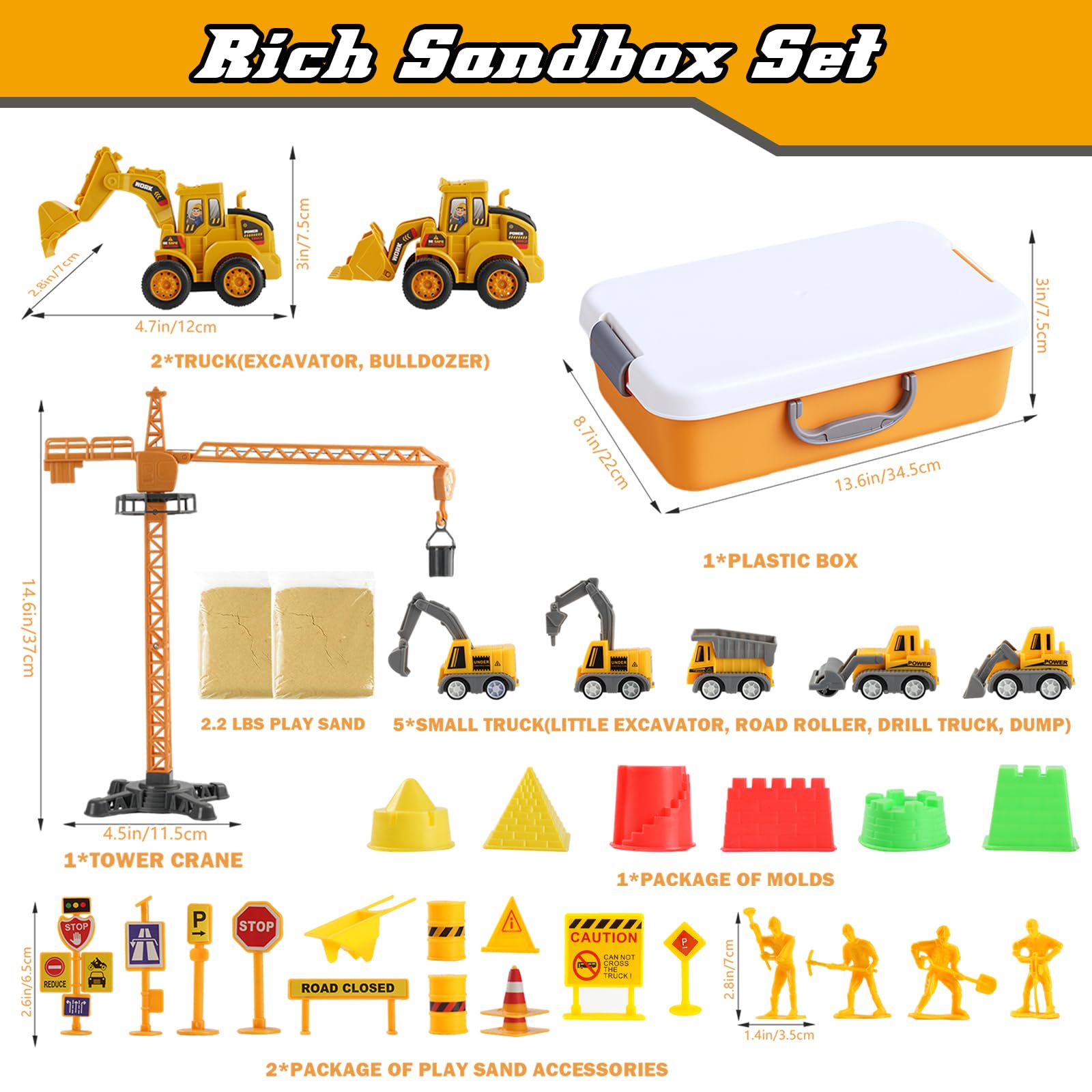Magic Sand Sensory Toy Edificio Sensory Bin Trattori inclusi Camion Giocattolo Modelli Costruzione Lavoratori Cartelli Stradali DIY Art Kit per Bambini 3+