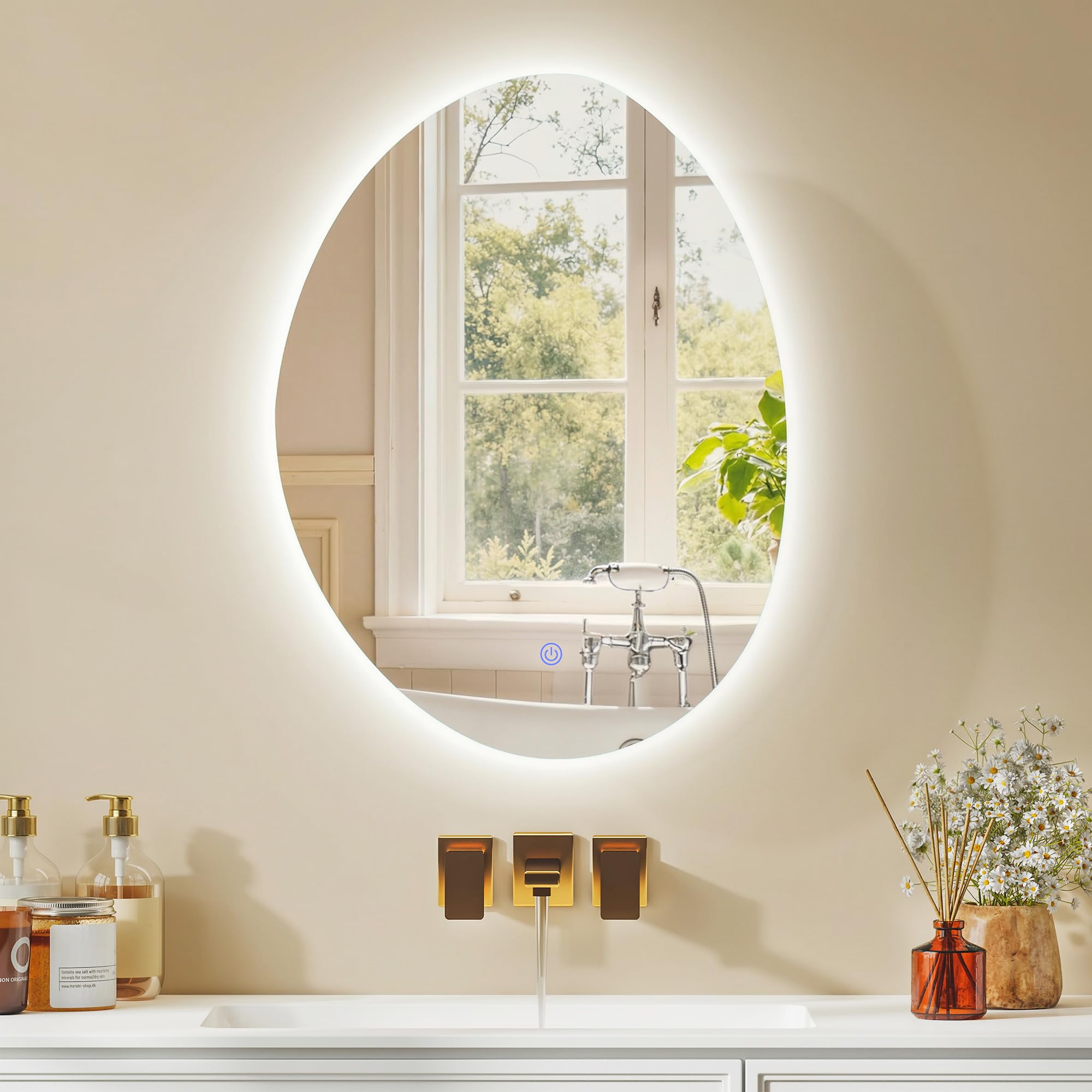 HOMCOM Armoire murale salle de bain avec miroir et éclairage LED, 50x14x70cm, meuble salle de bain à anti-buée, 3 températures de lumière, étagères réglables, minuterie, porte à fermeture douce, blanc