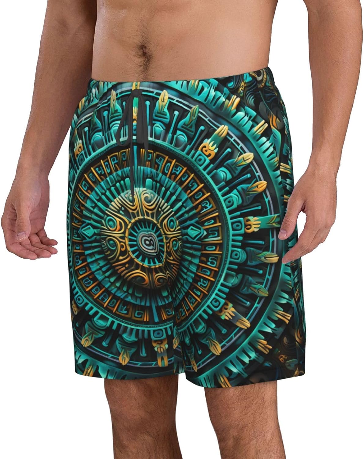 Men's Swim Trunks Quick Dry Beach Shorts Summer Bathing Suit Ancient Mysterious Art Pattern Swimwear Beachwear with Pockets