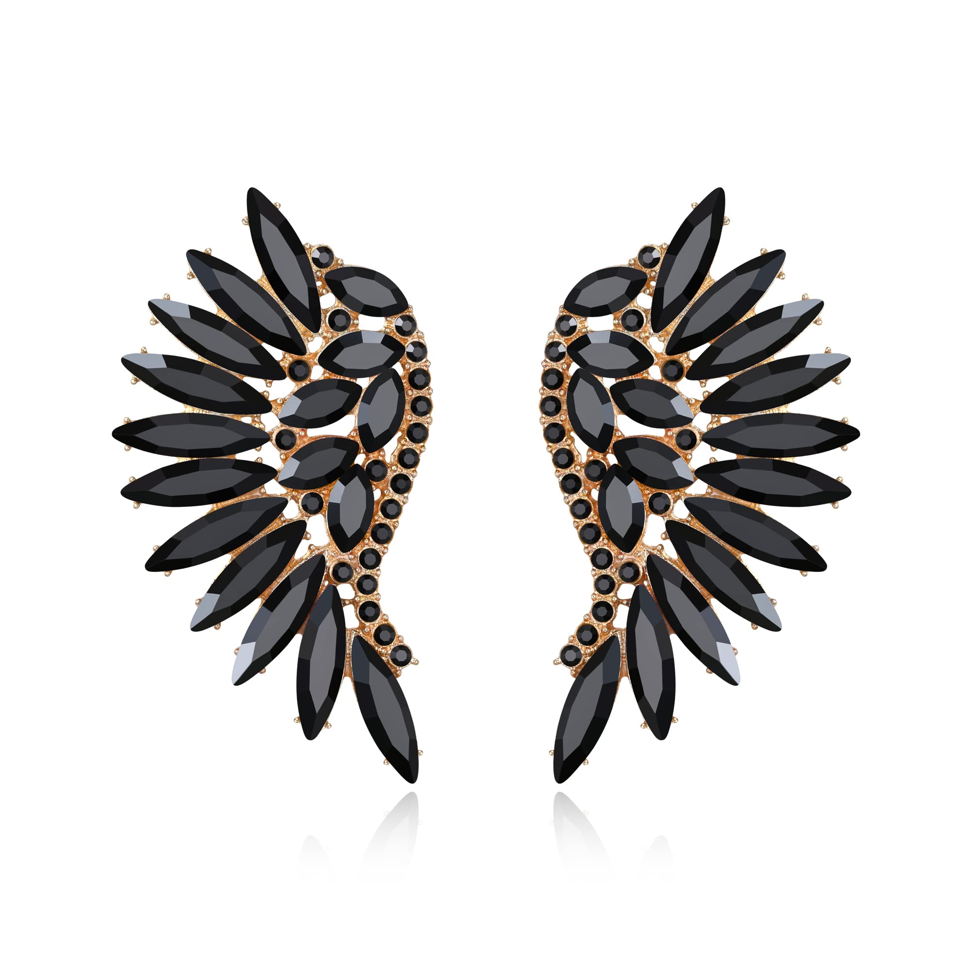 EVER FAITHPendientes Mujer Cristal con Diamantes de Imitación en Forma de Marquesa de Ala de Ángel para Niñas