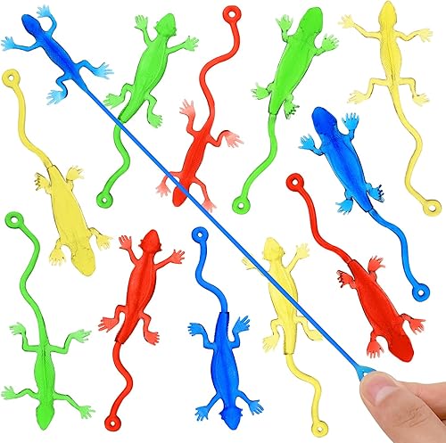 PATKAW Juguete de lagarto adhesivo 24 piezas de juguetes divertidos de Geckos pegajosos para niños, lagartos elásticos, manos de gecko, figuras de