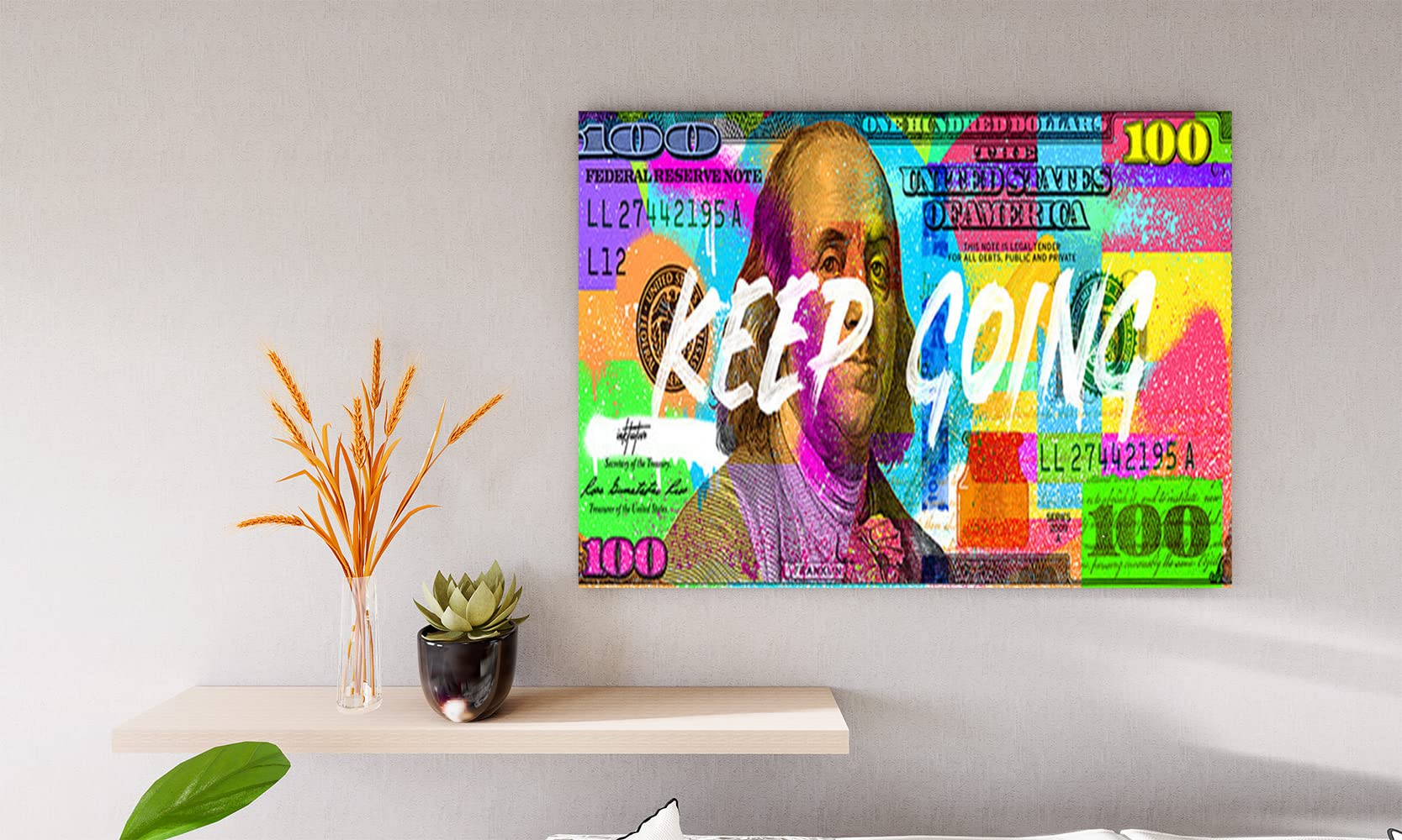 VERRE ART Printed Framed Canvas Painting for Home Decor Office Studio Wall Living Room Decoration (14x10inch Wrapped) - C-OLORFUL NOTE