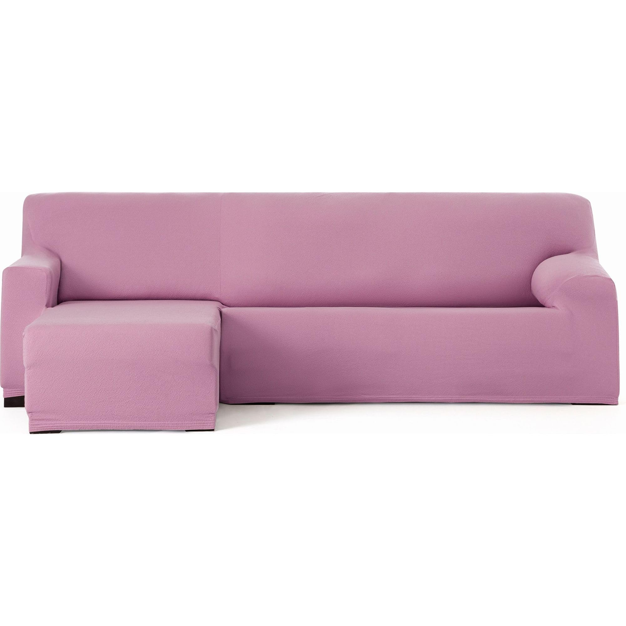 ECOMMERC3 Chaise longue Cover | Short Left Arm Bi-Elastic Breathable Sofa Cover – Pink Chaise Lounge Cover with Elastic Straps and Foams, Wear Protection
