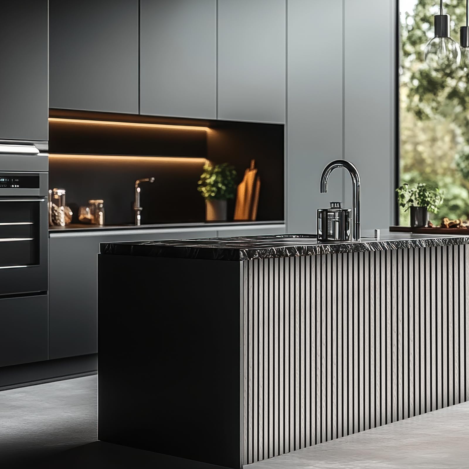 Decoranddecor Acoustic Slat Wood Wall Panel and Ceiling Panelling Decorative 3D MDF 120 cm x 60 cm - Grey