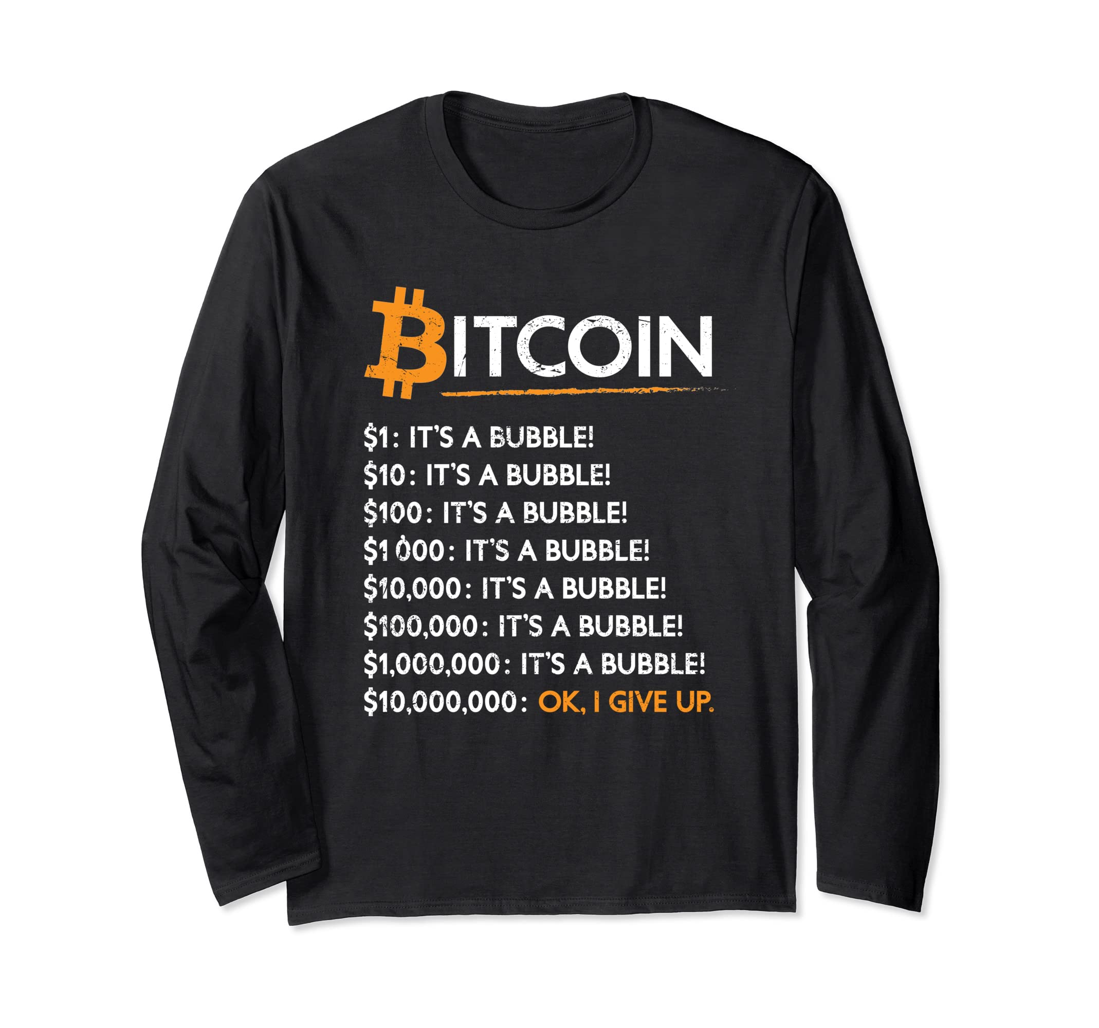 Amazon | ビットコインクリプトバブルビットコインイッツアバブル 長袖Tシャツ | Tシャツ・カットソー 通販