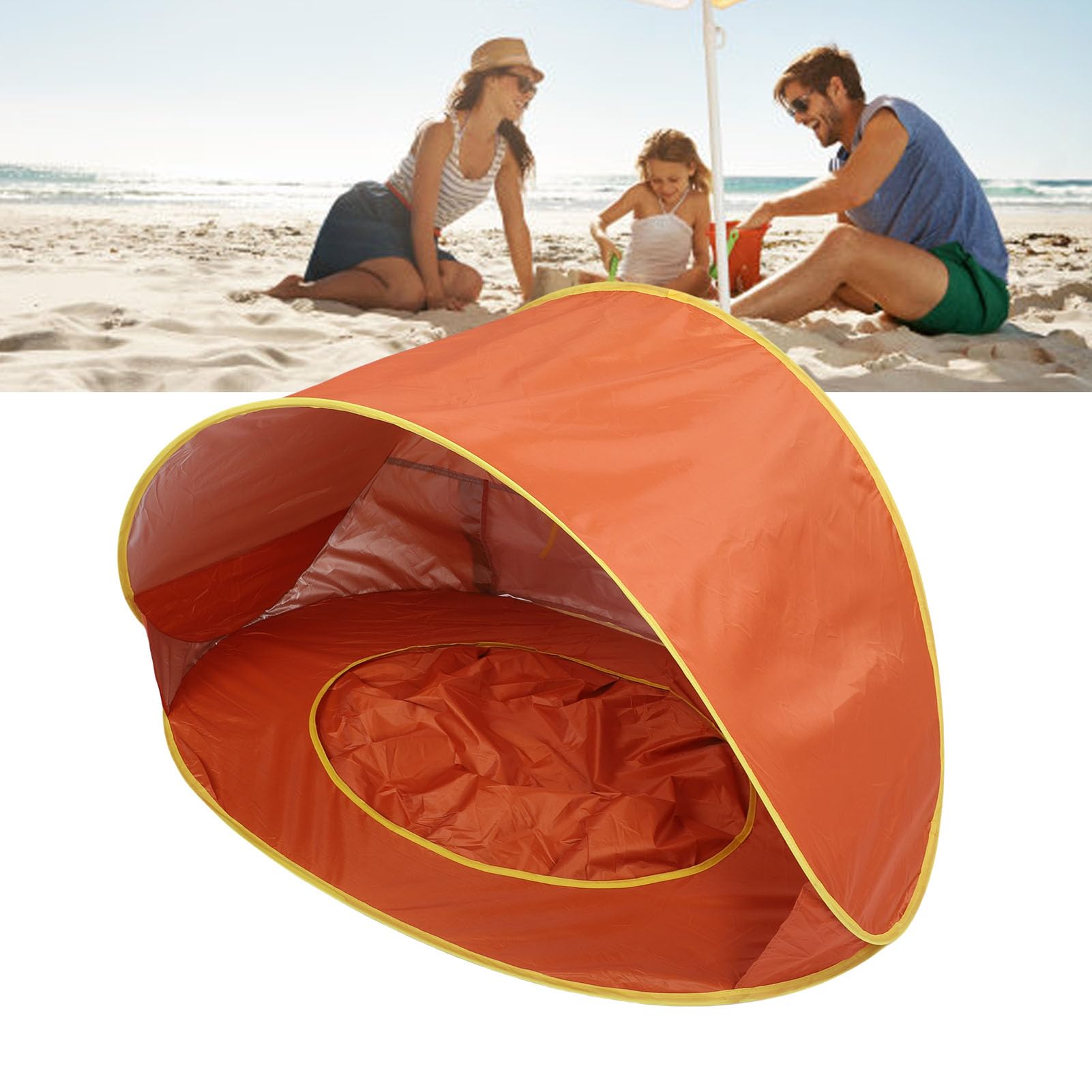 Tente de plage, protection solaire pop-up avec protection UV UPF 50+ et piscine pour bébé intégrée, portable, légère, montage facile pour les tout-petits, les voyages en plein air, le camping