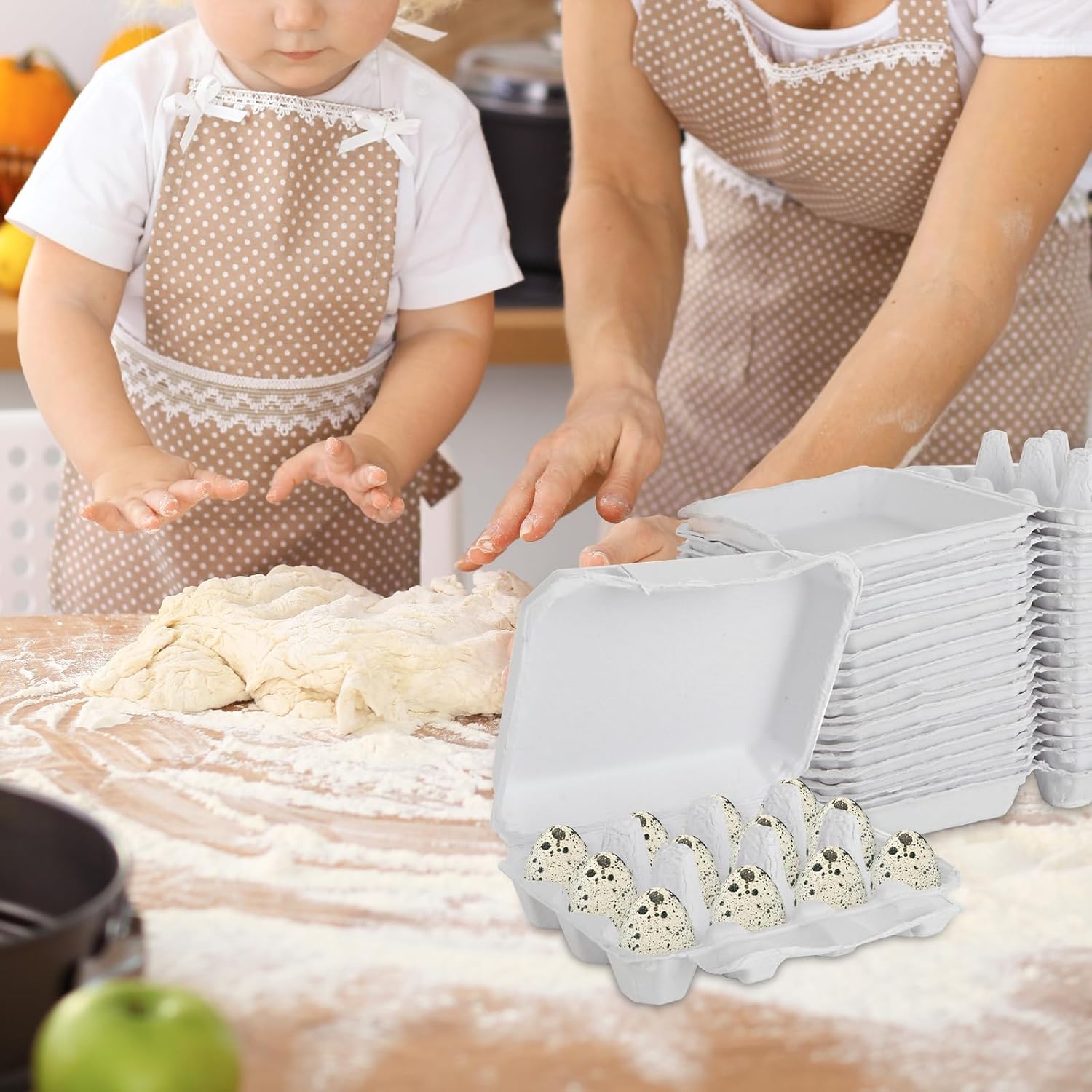 DAJAVE 50 Pack Quail Egg Cartons 12 Count, Empty Paper Pulp Dozen Egg Carton Bulk 3x4 Style Eggs Container Holder for Family Farm Market Storing