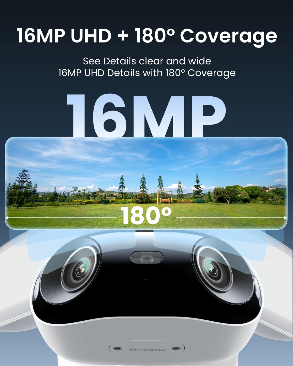 Reolink Elite Pro PoE, 16 MP, podwójny obiektyw 180°, oświetlenie 2800 lumenów, pełne kolory i wizja nocna w podczerwieni, inteligentne wykrywanie, nagrywanie 24/7 z funkcją śledzenia ruchu