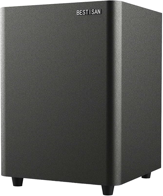 BESTISAN Powered Subwoofer, Deep Bass Sub, Down Firing Subs, Easy Setup with Home Theater System, Receiver, Speakers, Coaxial Cable Included, RCA, LFE, AUX Input, High-Level Speaker Input & Output