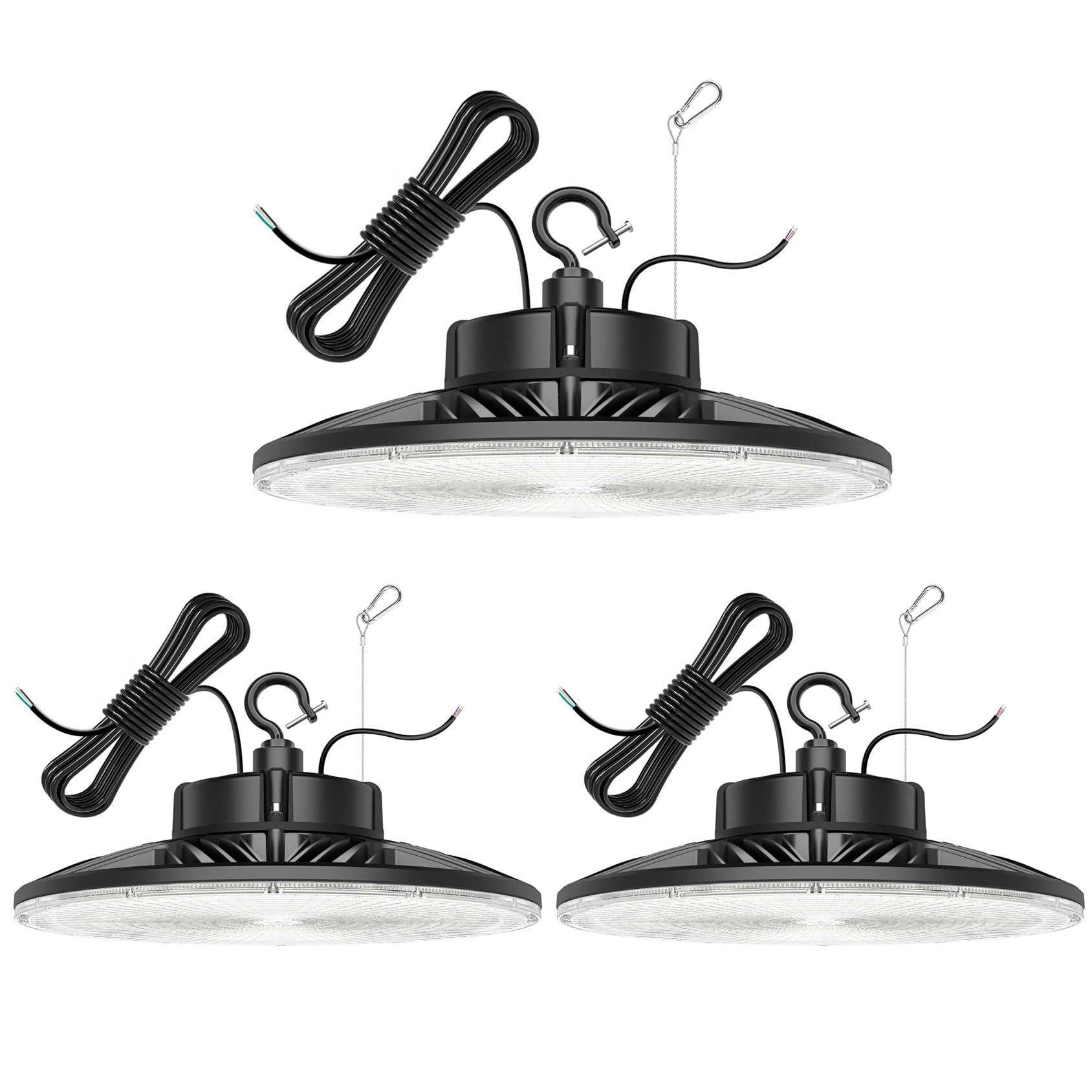 3 Pack 480V High Bay LED Lights 240W 36000LM 150LM W UL DLC Listed 0-10V Dimmable UFO High