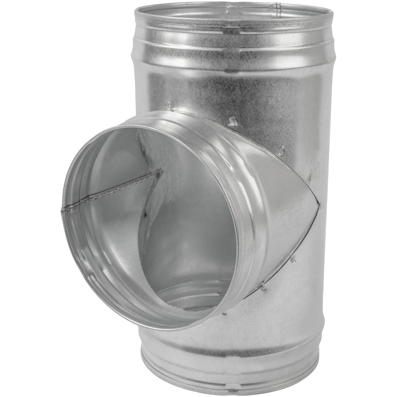 HVAC OV 8" Inch T-Joint - Metal for Round ducts - D200 - Galvanized Steel - 3 Way Duct Connector - Adapter - Flange - for Home or Industrial HVAC Ventilation Use