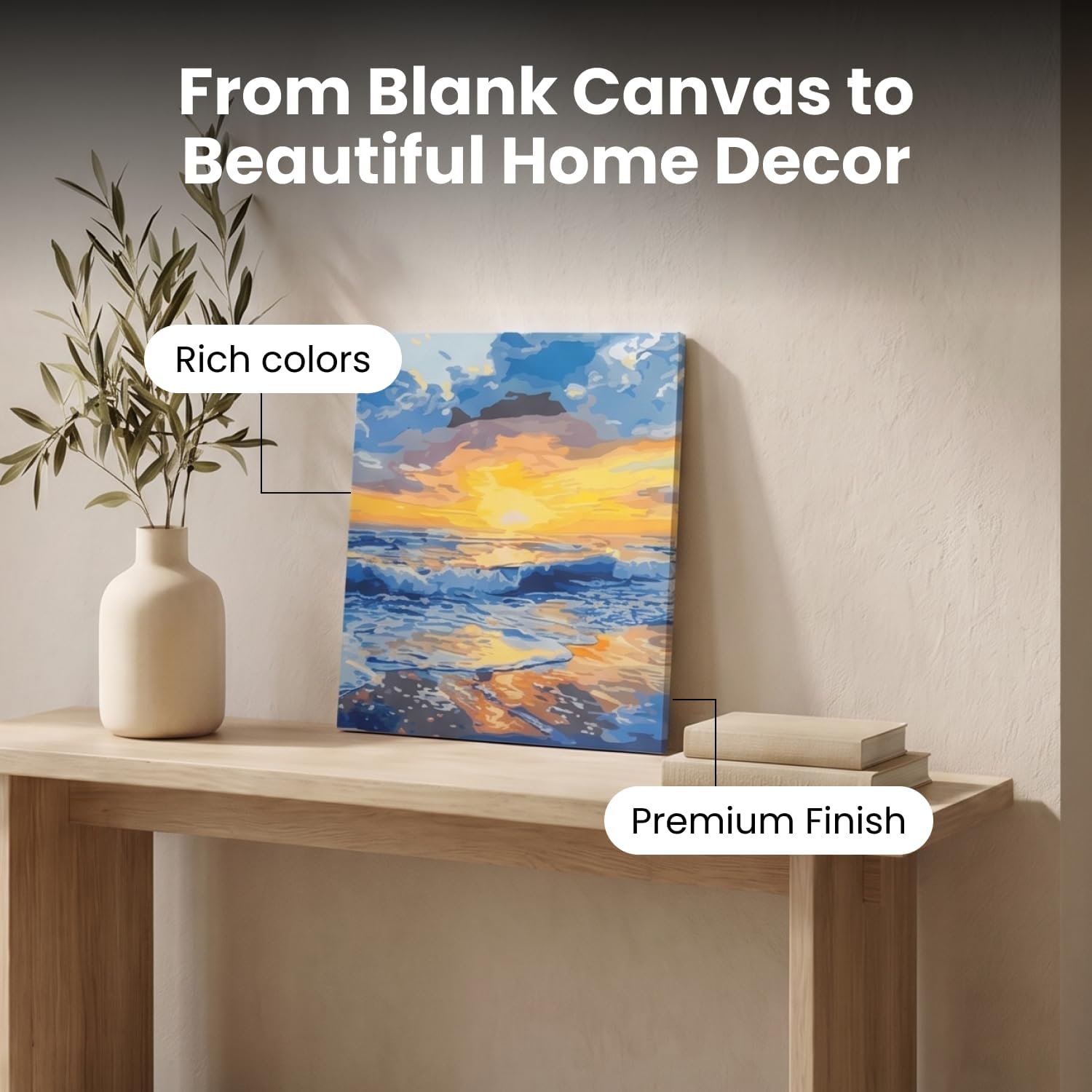 Number Artist Paint by Numbers Kit – Seaside Dusk, No Frame