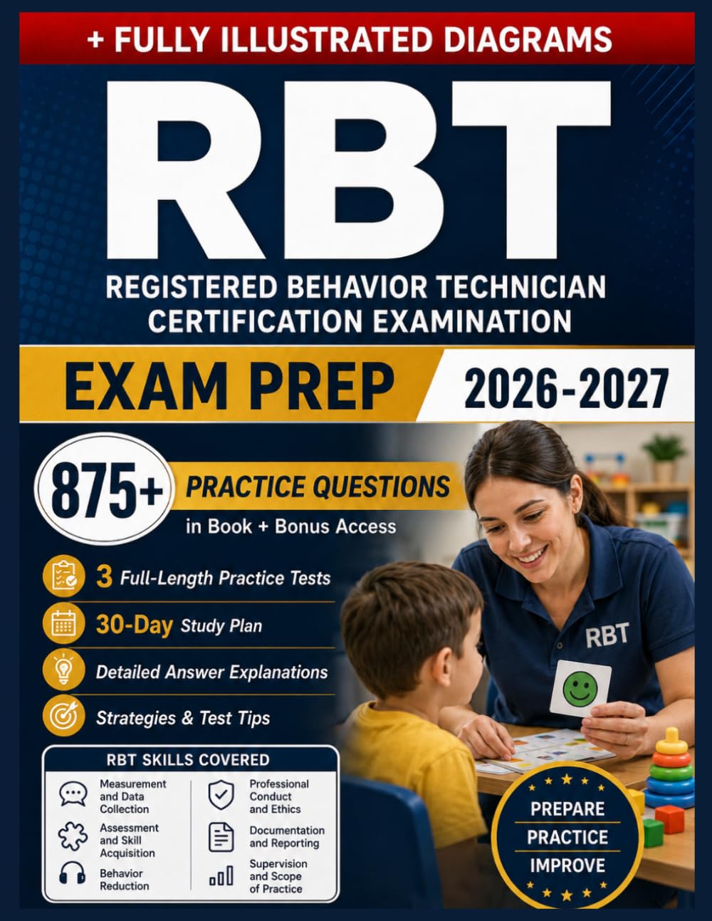 RBT Exam Prep 2026–2027: Applied Behavior Analysis Review, 875 Practice Questions, Clinical Reasoning Framework Ethical Guidelines, and 3 Full-Length Practice Exams.