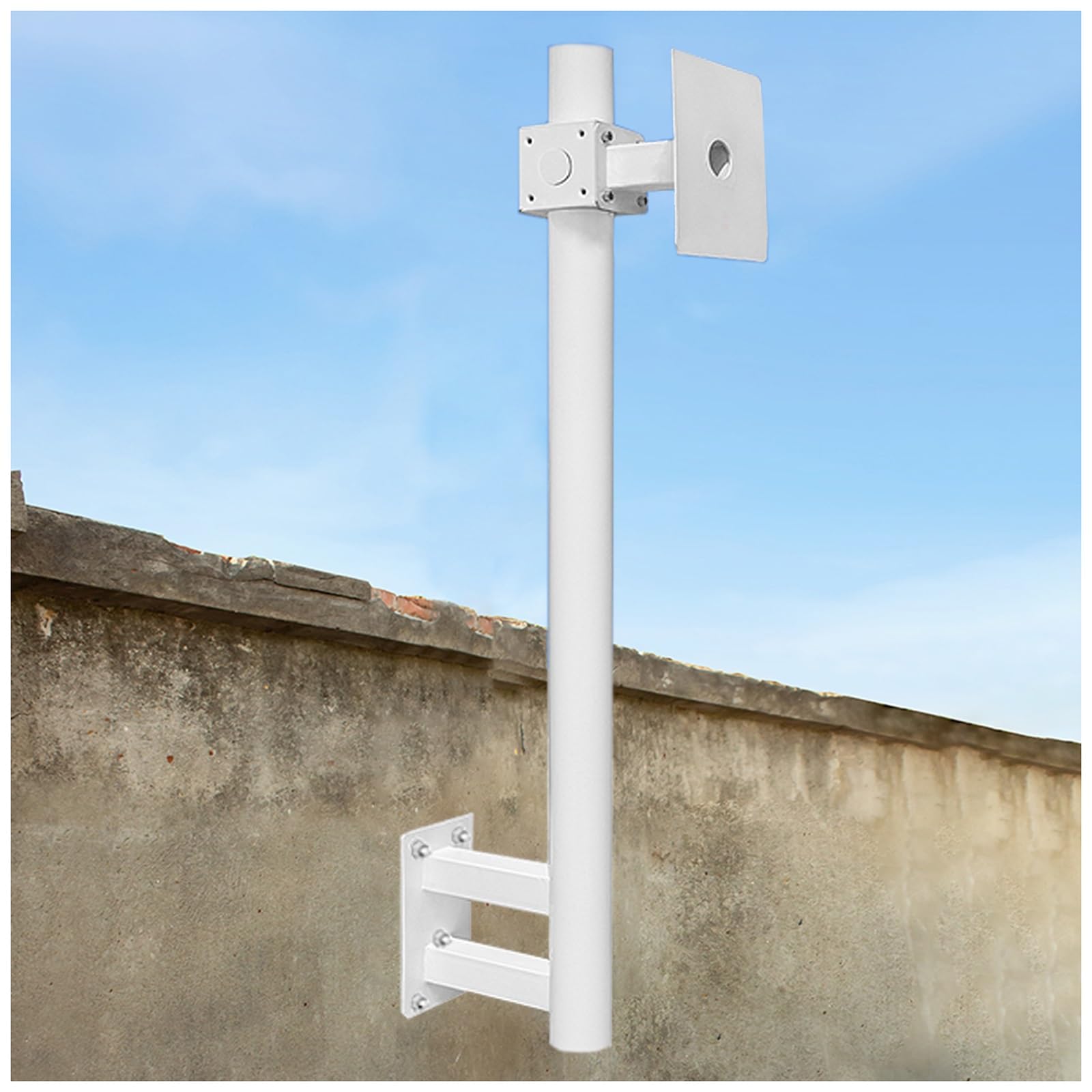 MRVAKDYDI Weatherproof Steel Surveillance Post, Galvanized Steel Security Camera Bracket 0.5-2.3m Tall PTZ Dome Pole Outdoor Surveillance(Bracket C,0.5m Tall)