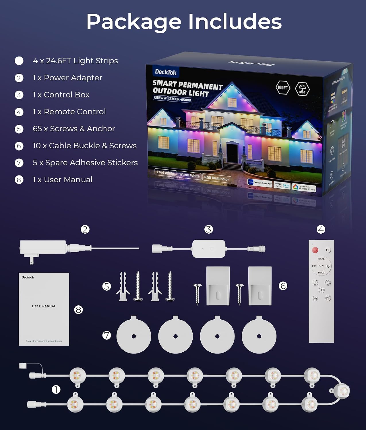 Permanent Outdoor Lights Pro, 100ft RGBWW & 60LM Triple-LED Smart Lights | Outdoor Decorations with 79 Scene Modes, IP67 Waterproof Work with Alexa, Google Assistant 10 71J+NN R48L. AC SL1500